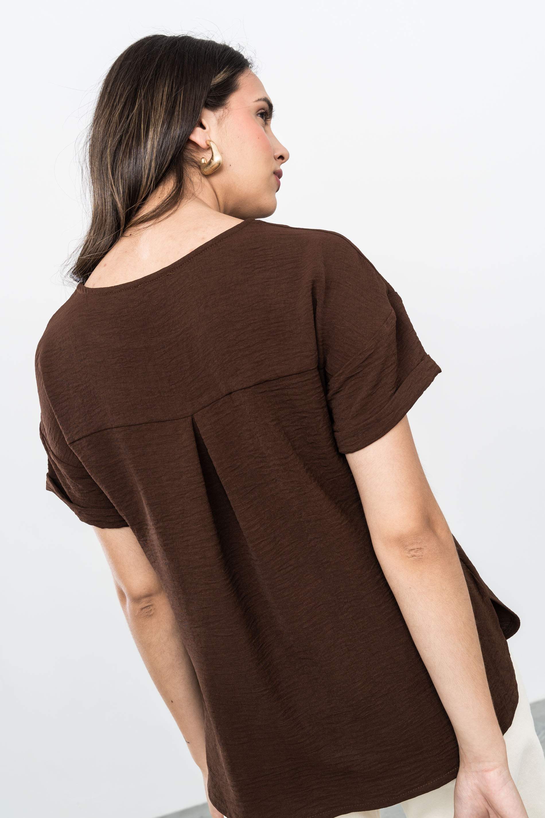 BLUSA MANGA CAIDA CHOCOLATE