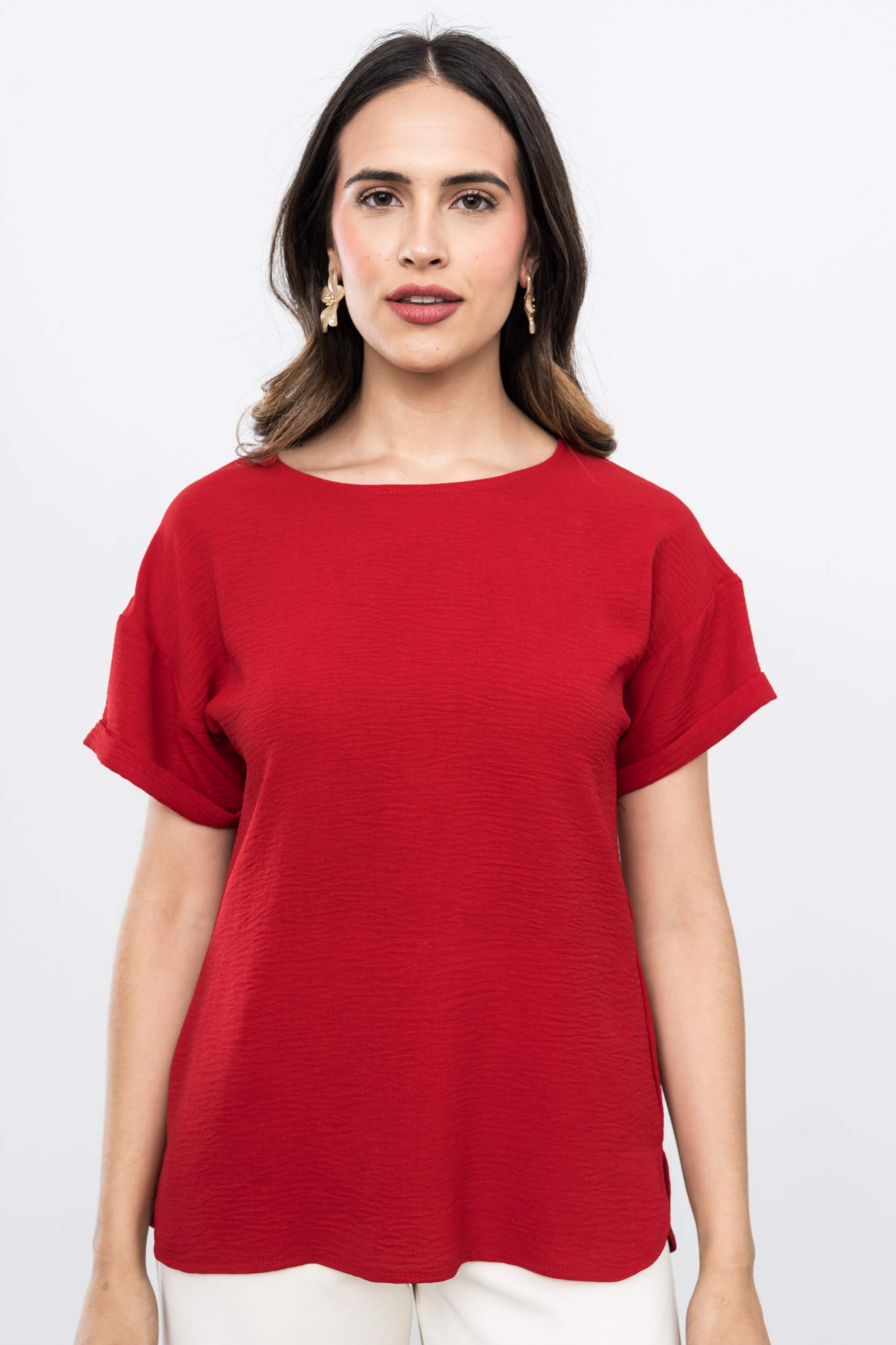 BLUSA MANGA CAIDA ROJO
