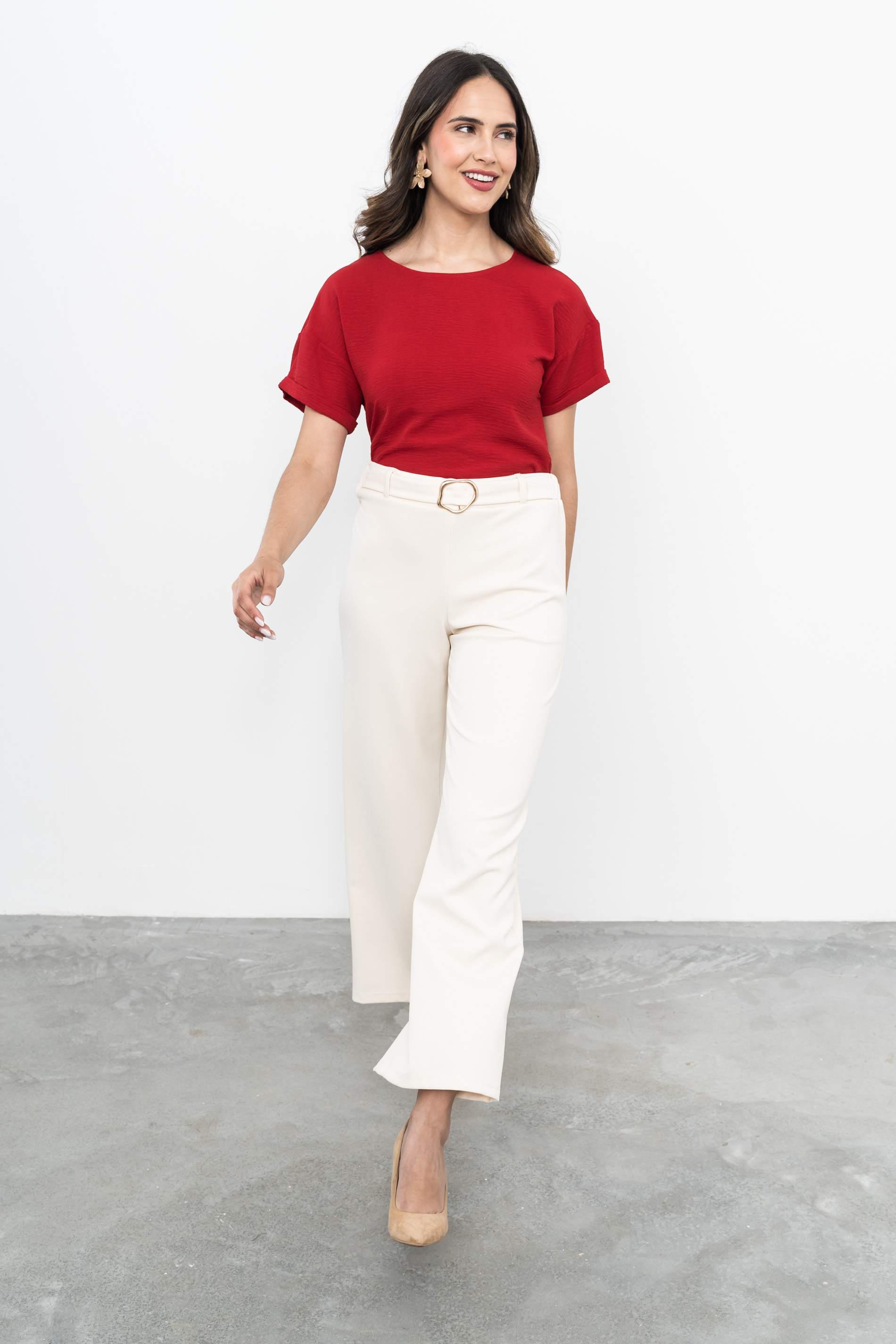 BLUSA MANGA CAIDA ROJO