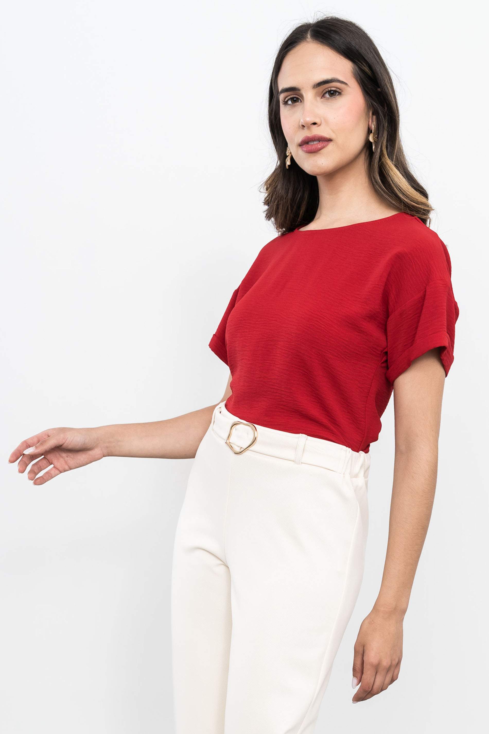 BLUSA MANGA CAIDA ROJO