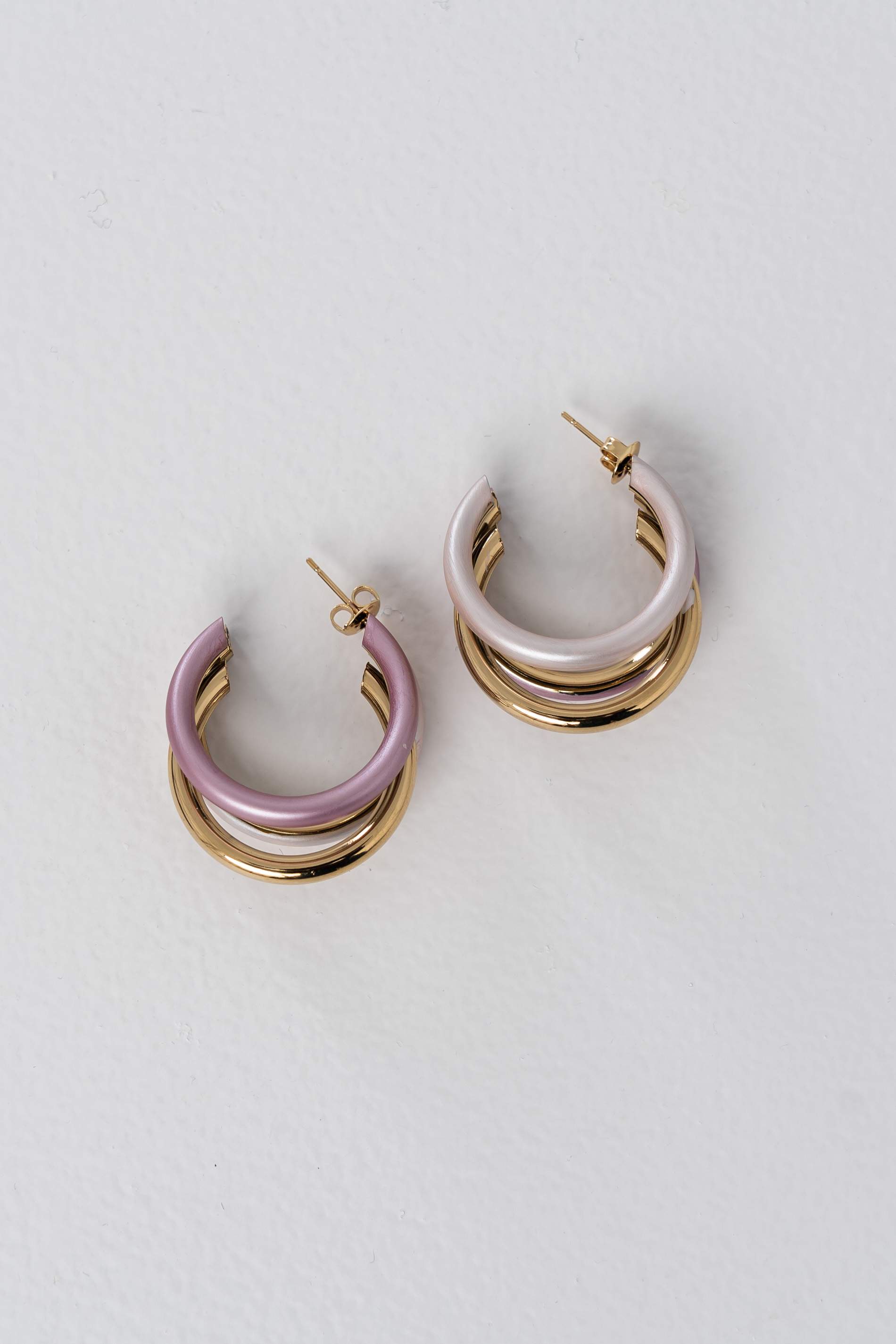 PENDIENTE TRIPLE ARO ROSA