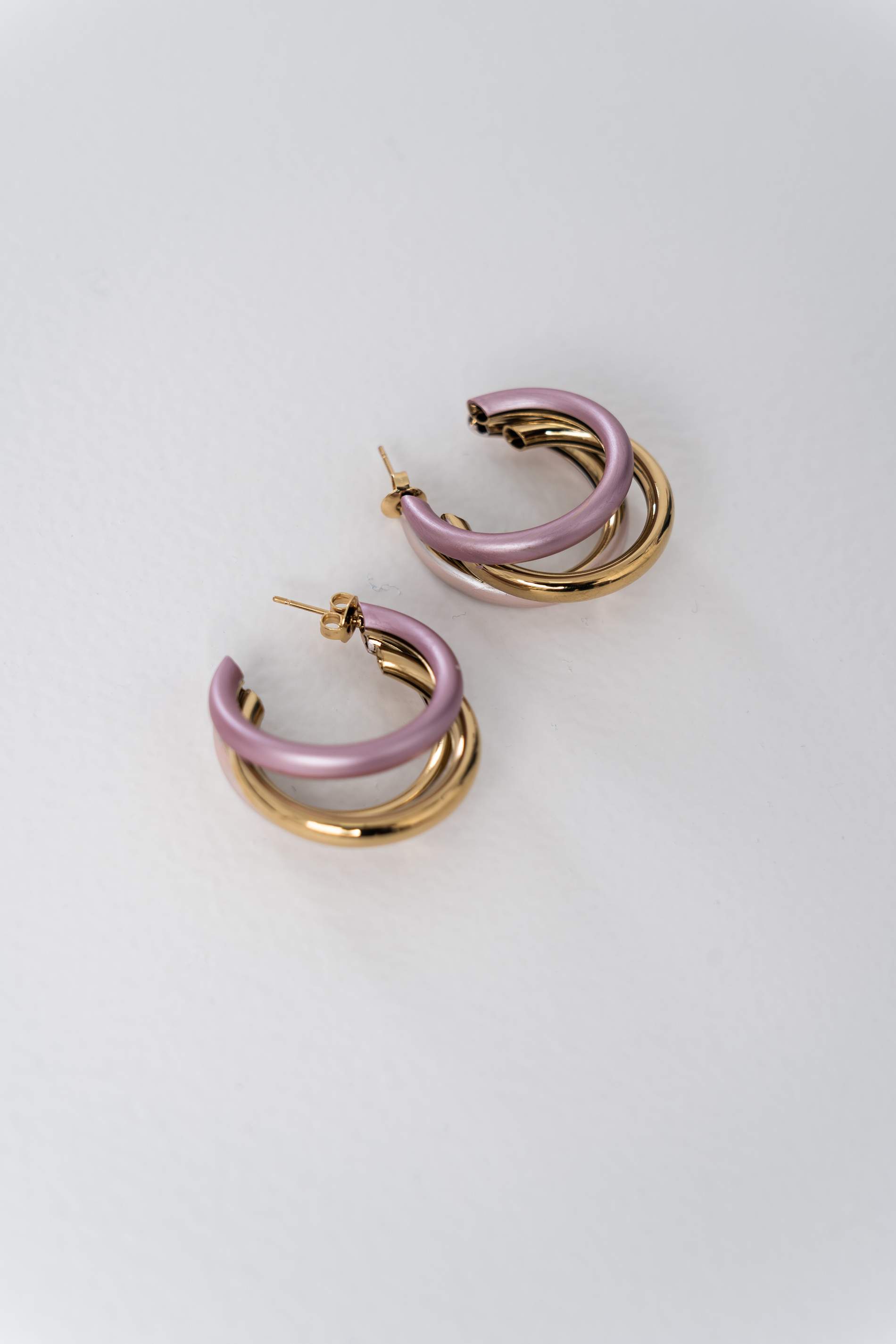 PENDIENTE TRIPLE ARO ROSA