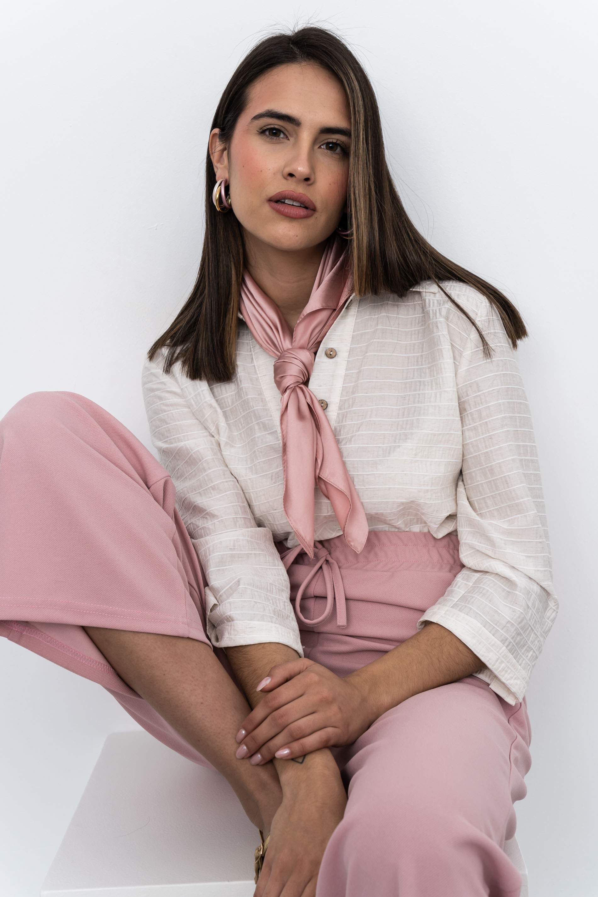 PENDIENTE TRIPLE ARO ROSA