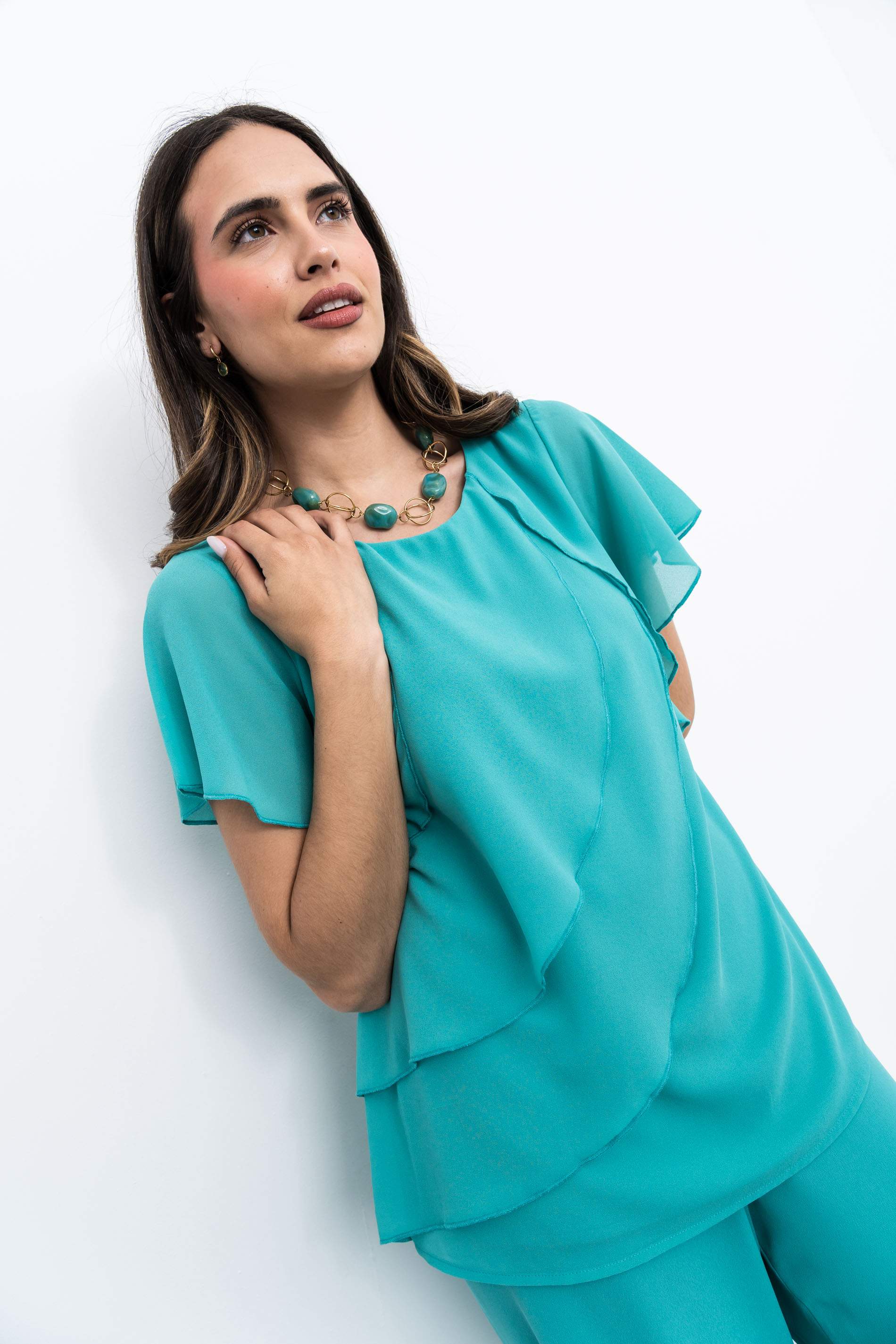 BLUSÓN CAPAS TURQUESA