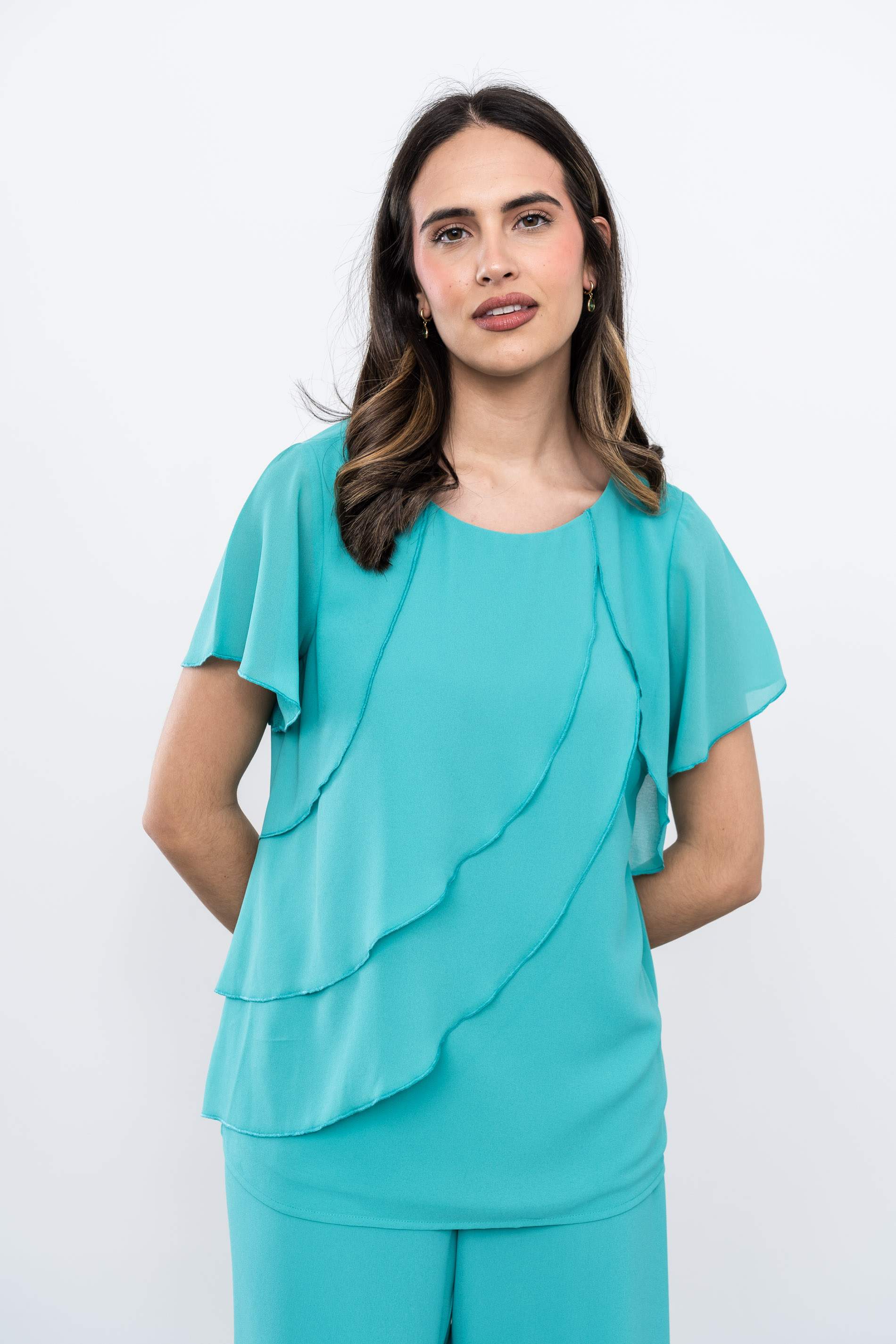 BLUSÓN CAPAS TURQUESA