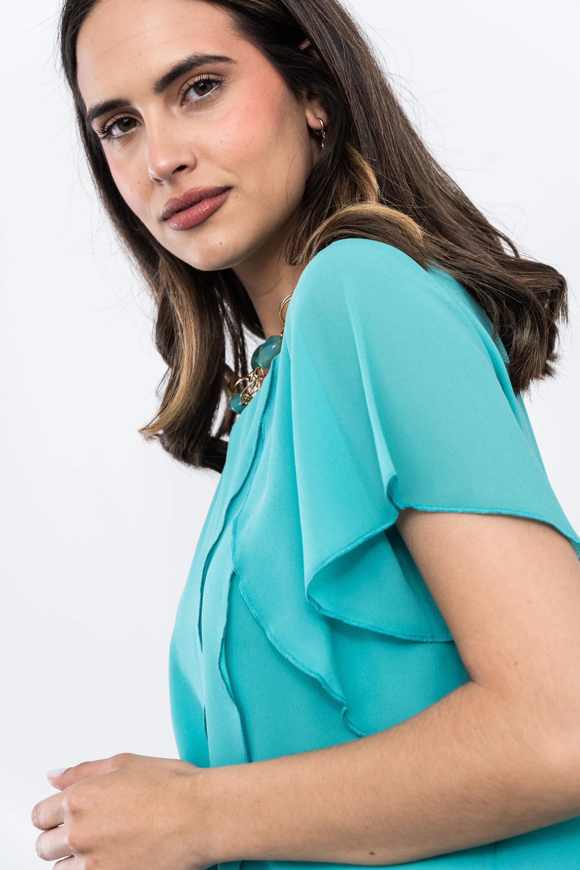 BLUSÓN CAPAS TURQUESA