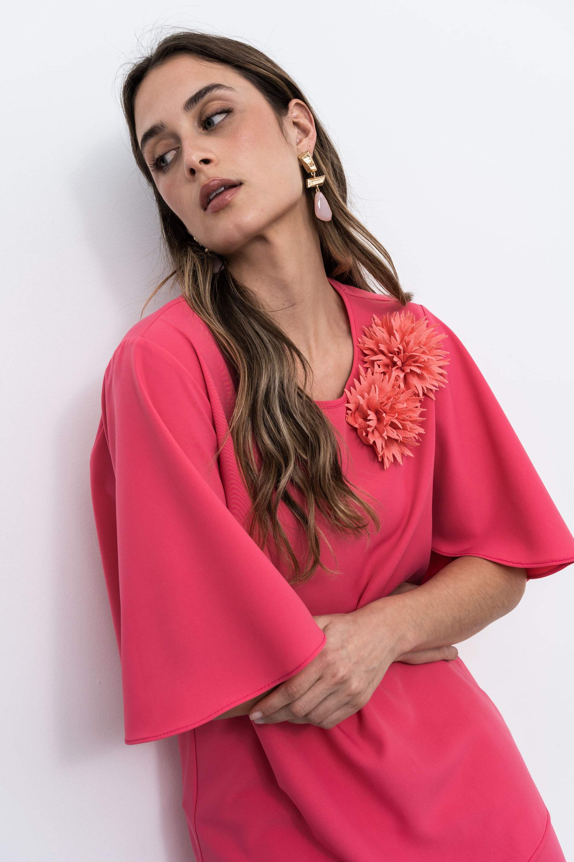 BLUSÓN ASIMÉTRICO FLOR CORAL