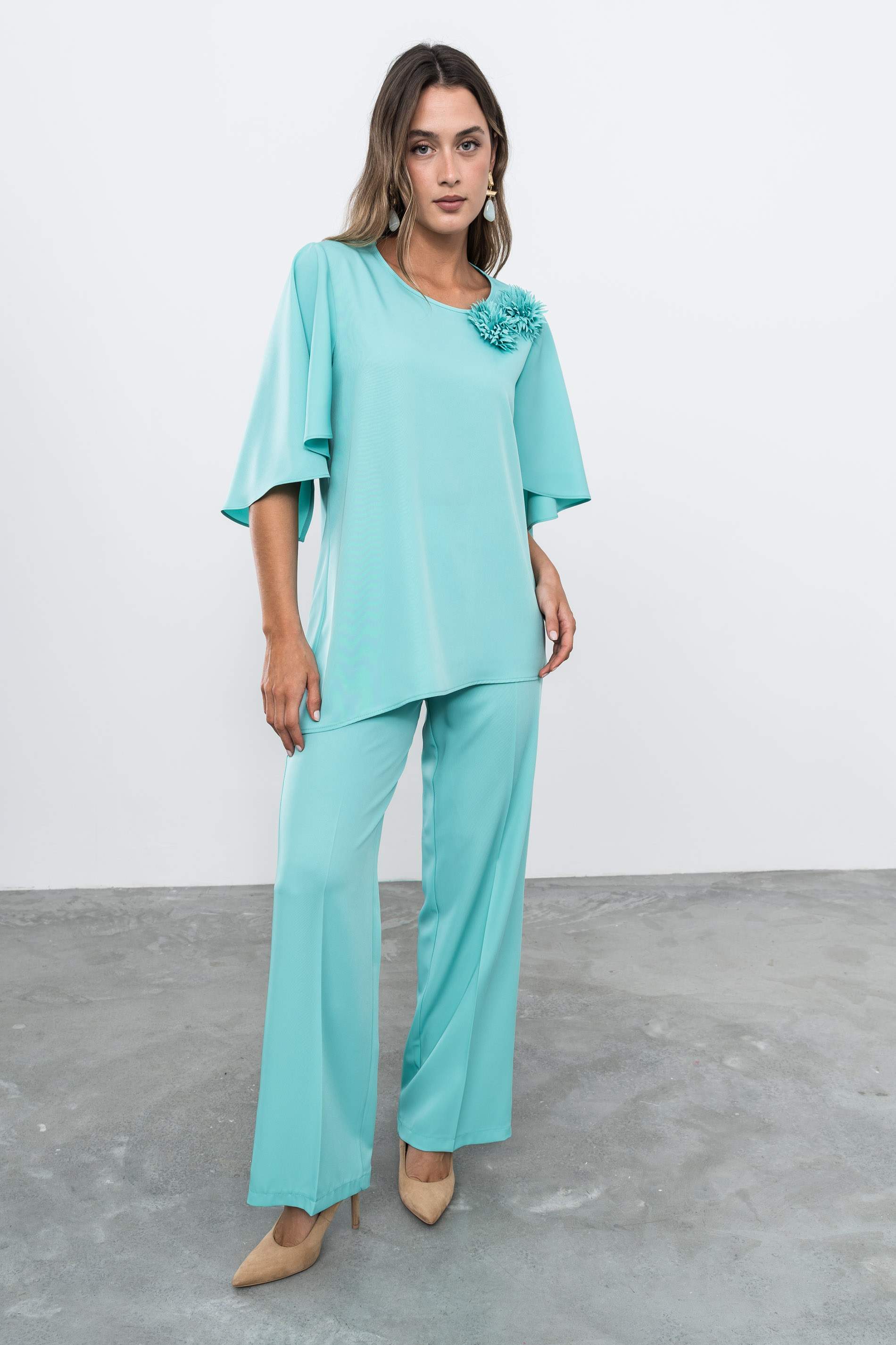 PANTALÓN VESTIR RECTO TURQUESA