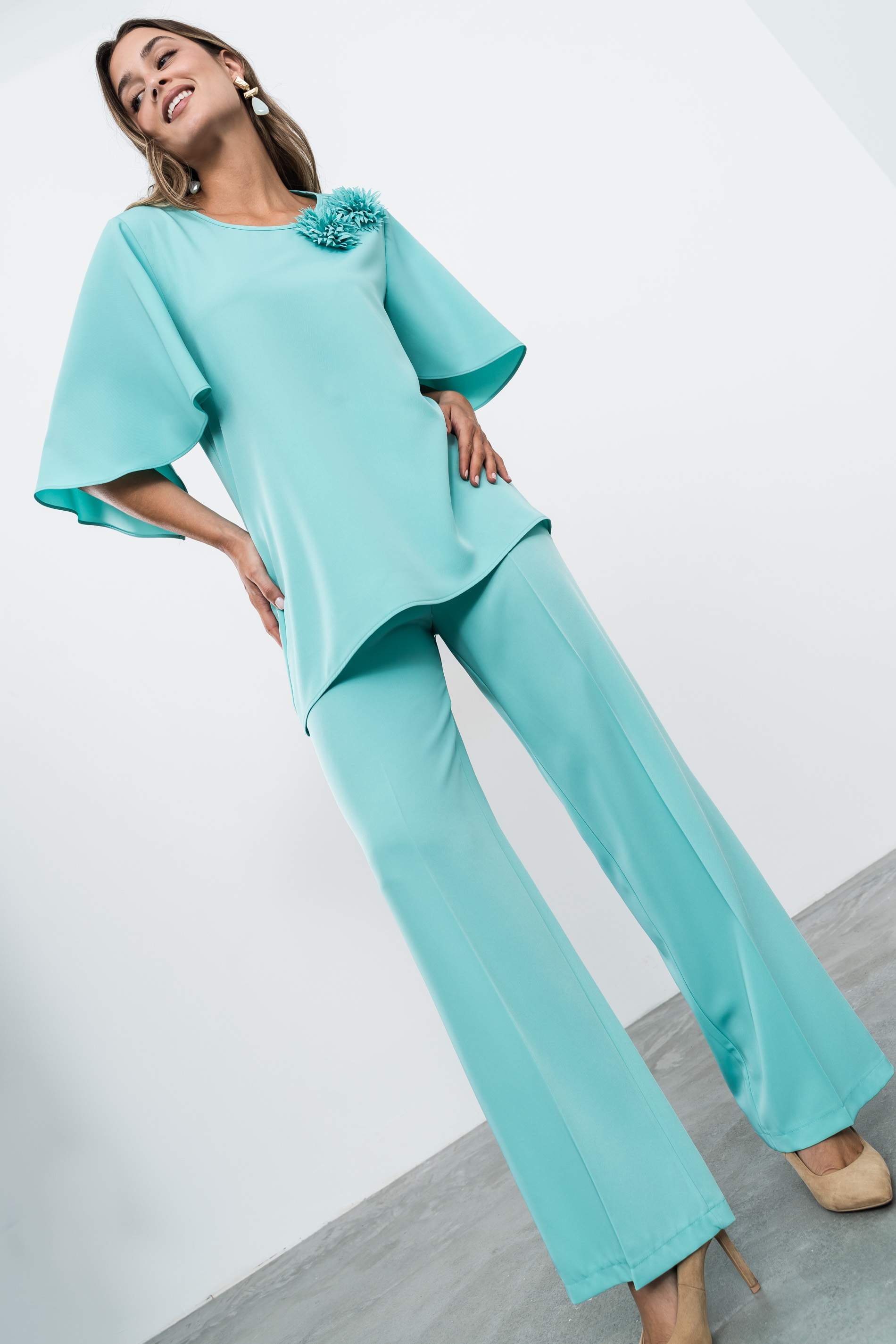 PANTALÓN VESTIR RECTO TURQUESA