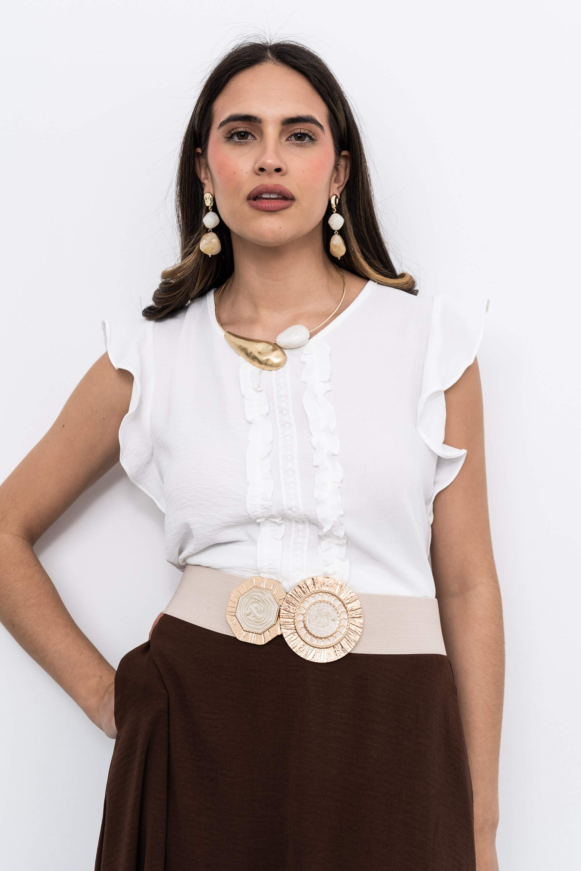 BLUSA VOLANTITO PUNTILLAS CRUDO