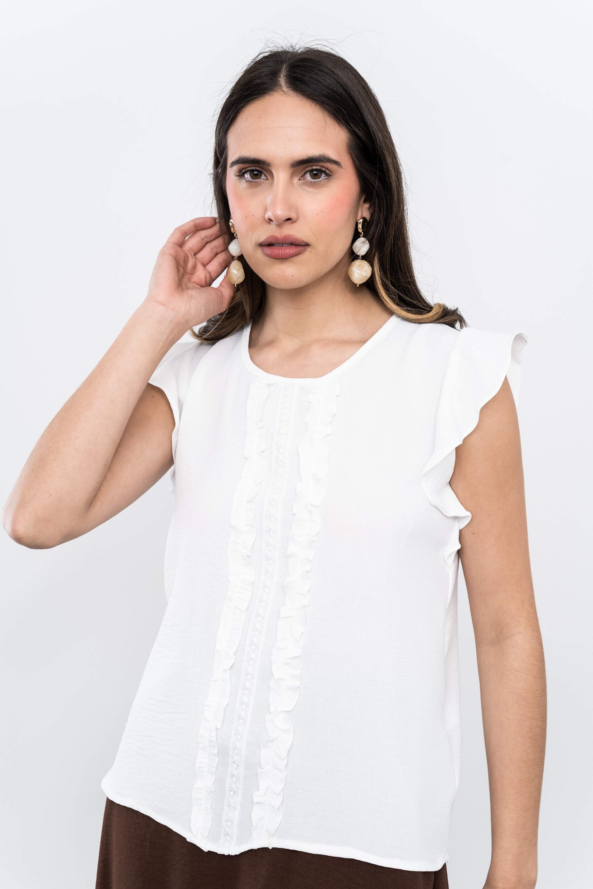 BLUSA VOLANTITO PUNTILLAS CRUDO