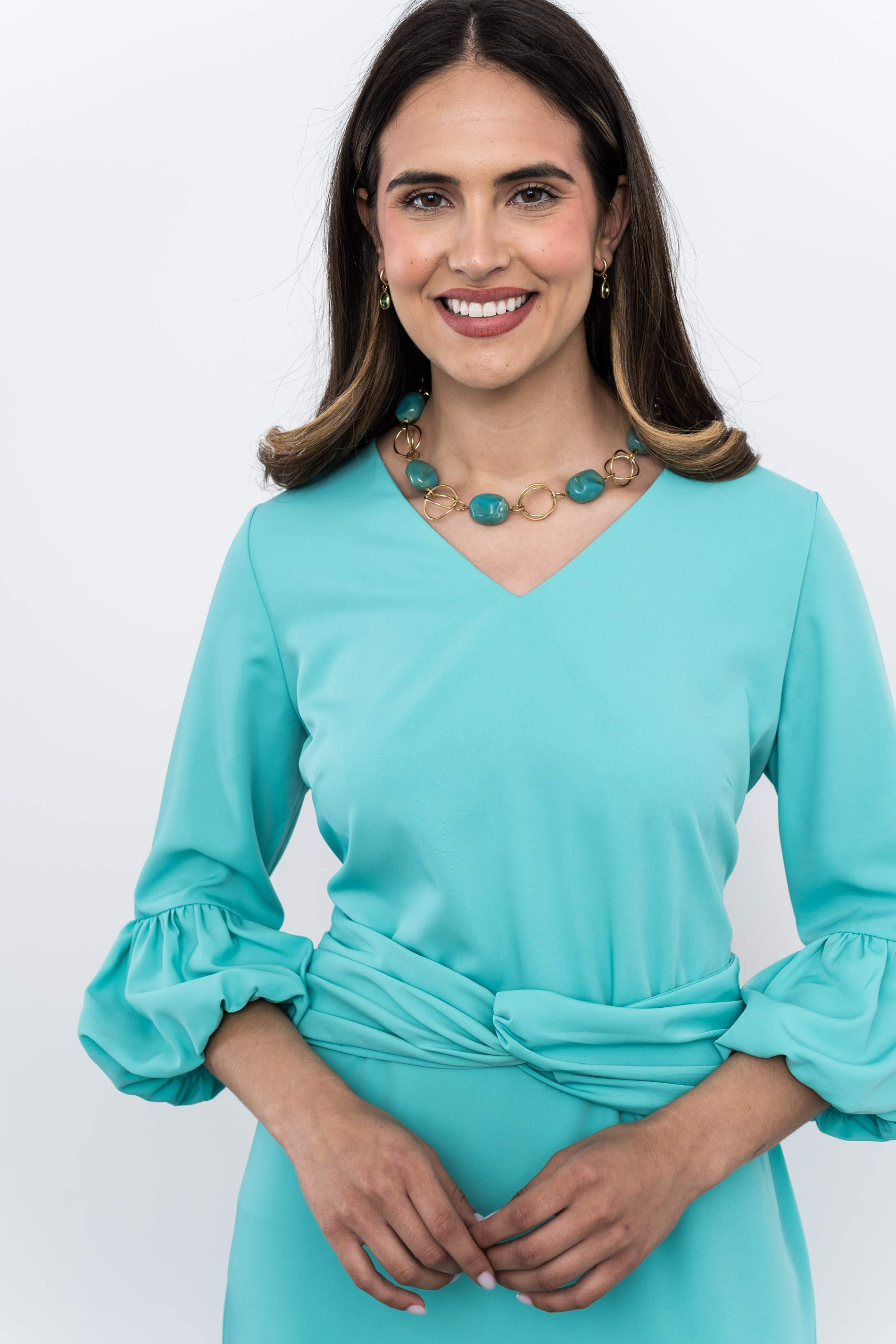 VESTIDO MANGA ABULLONADA