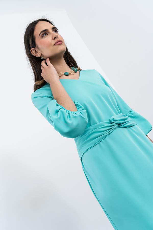 VESTIDO MANGA ABULLONADA