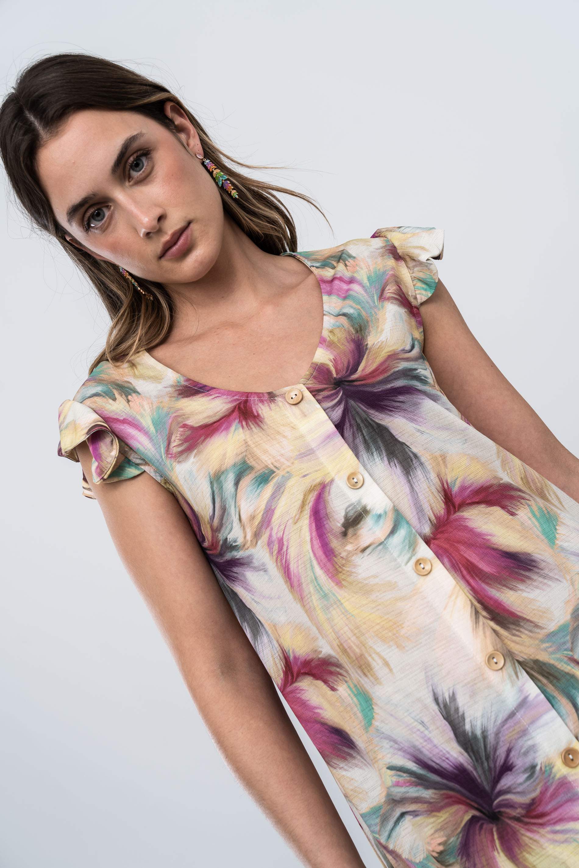 VESTIDO BOTONES PINCELADAS