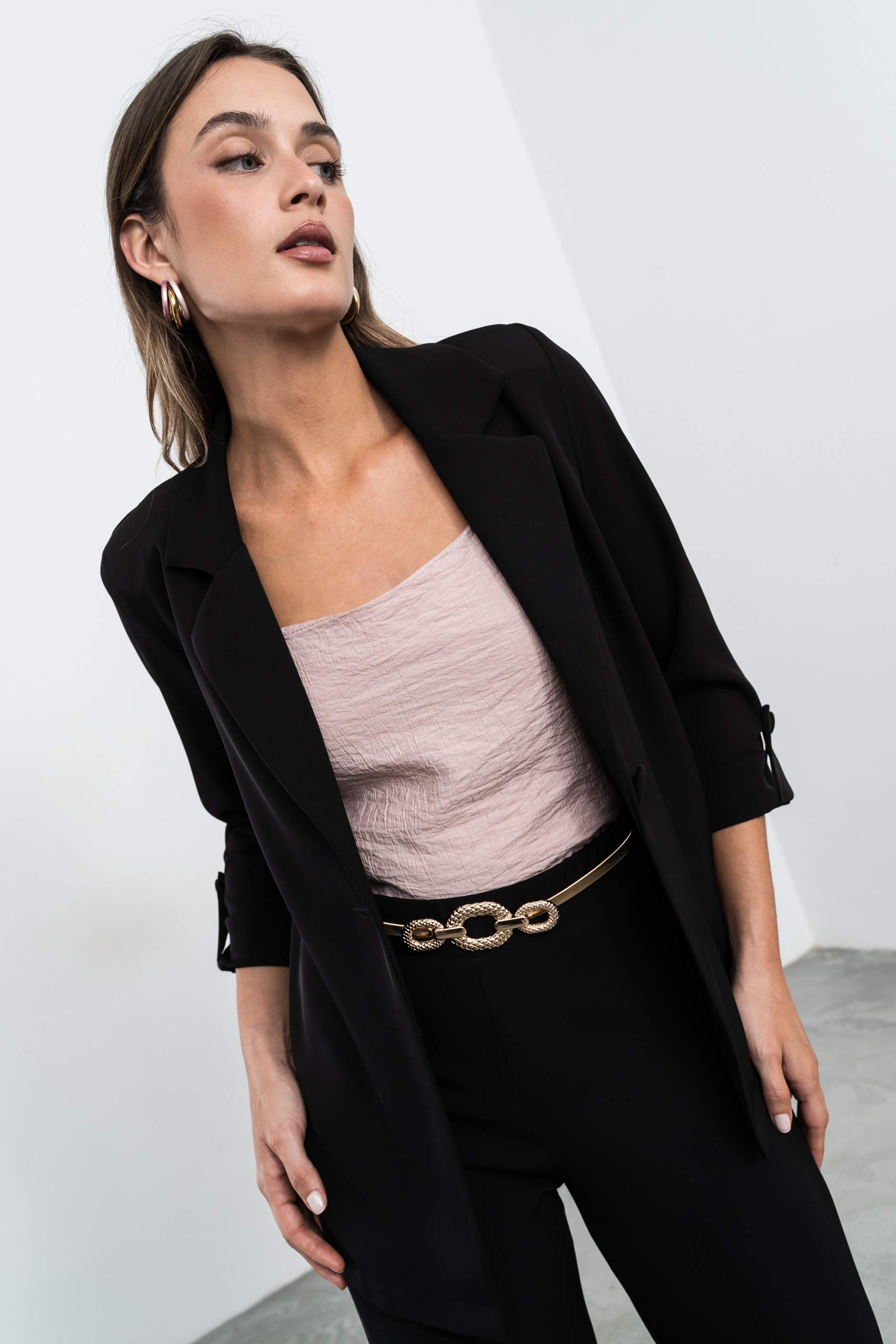 CHAQUETA FLUIDA BOTÓN NEGRO