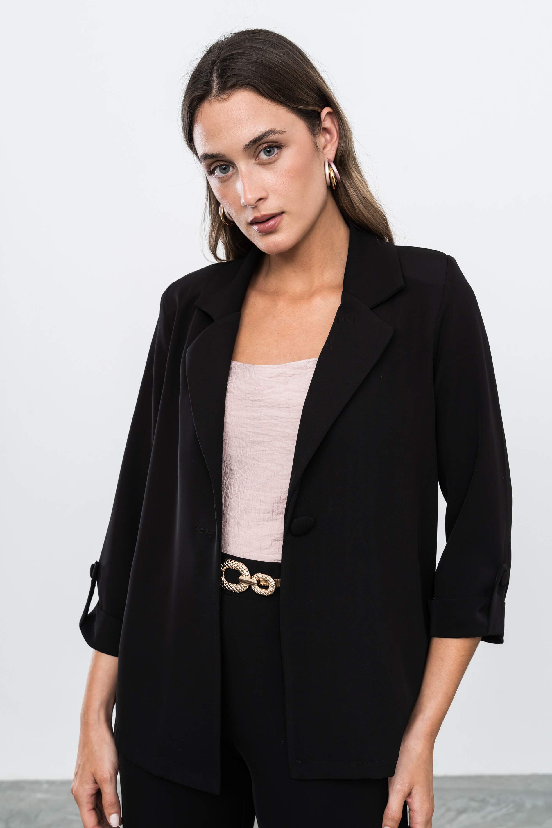 CHAQUETA FLUIDA BOTÓN NEGRO