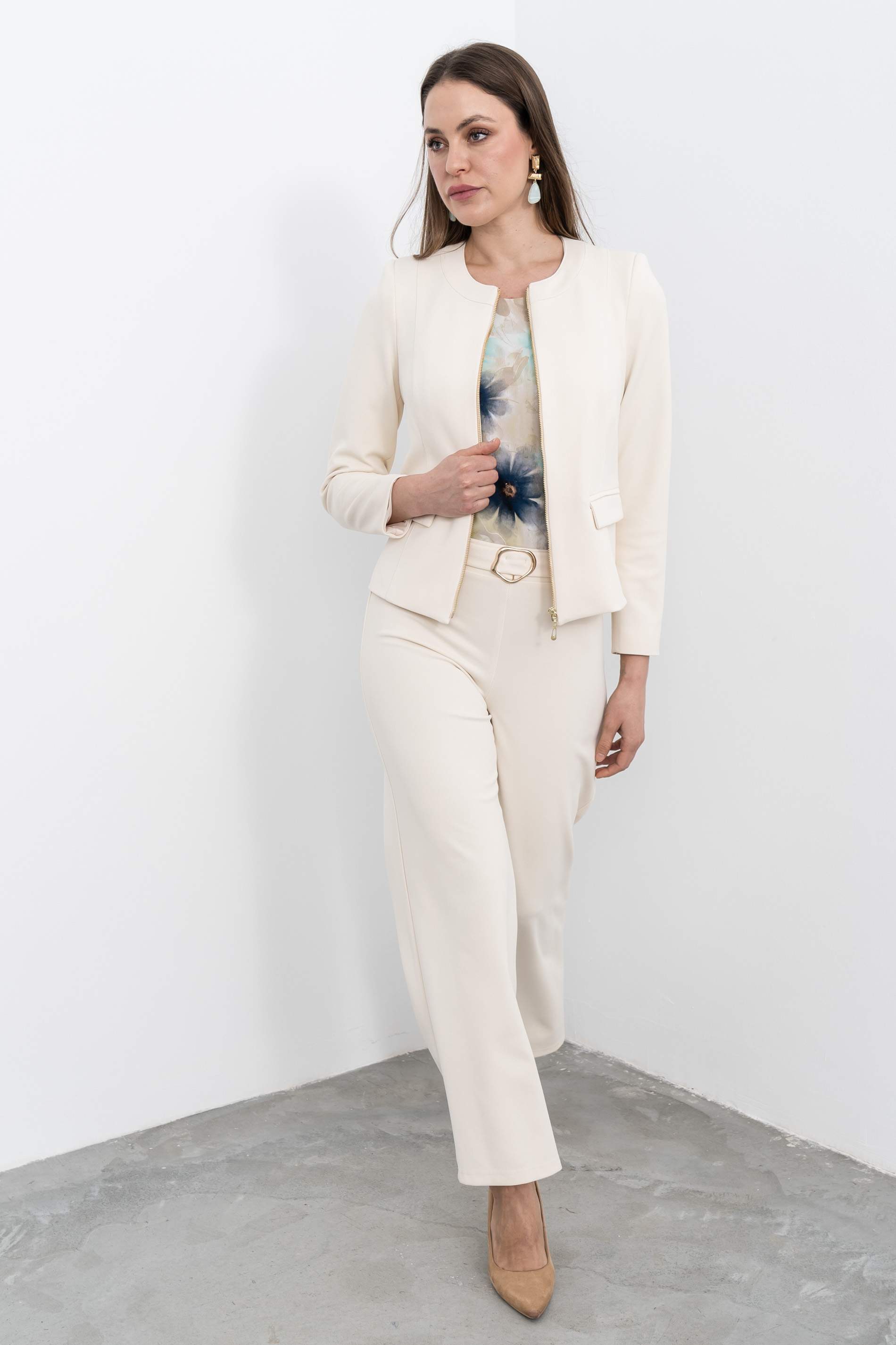 CHAQUETA CREMALLERA TAPETAS CRUDO