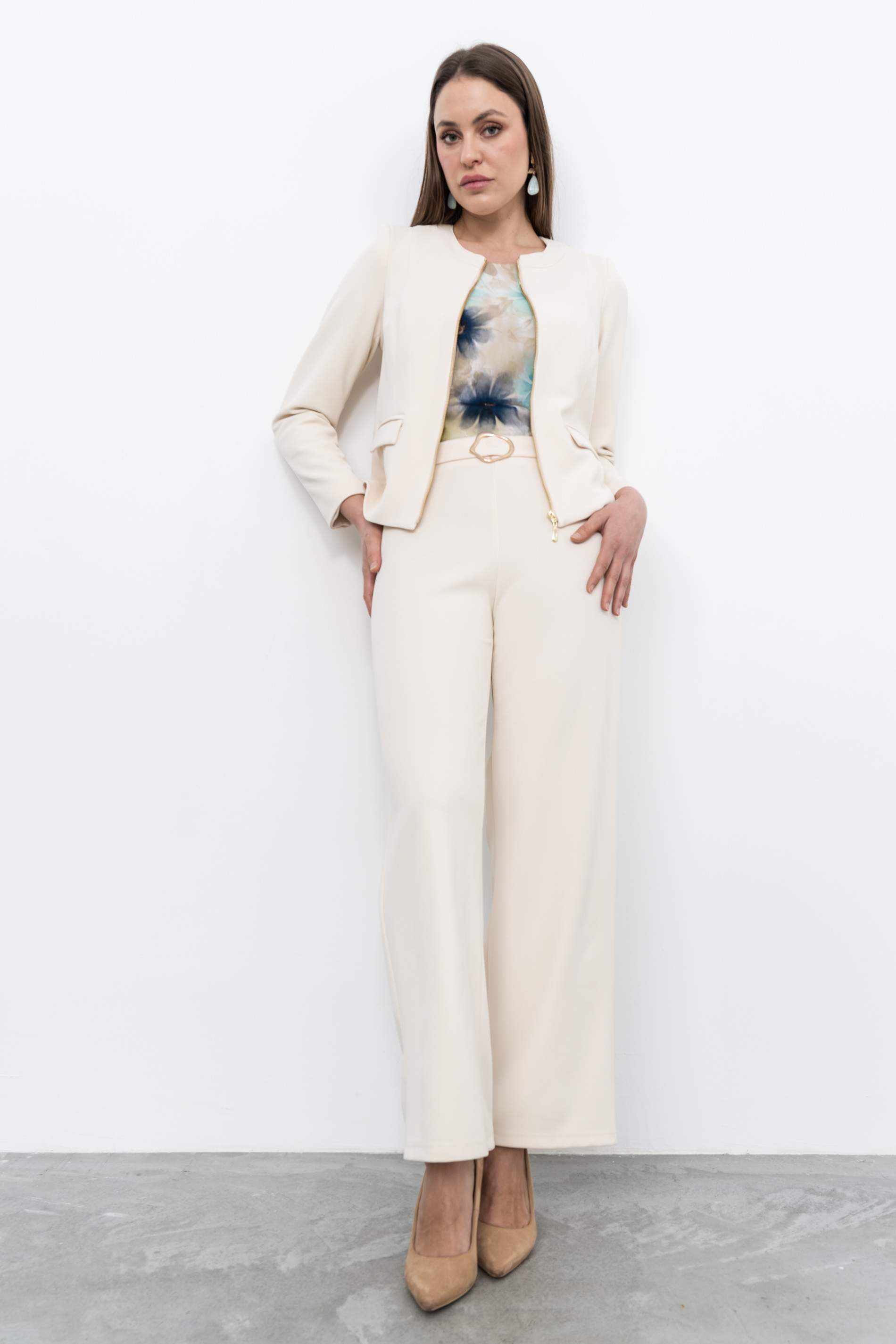 CHAQUETA CREMALLERA TAPETAS CRUDO