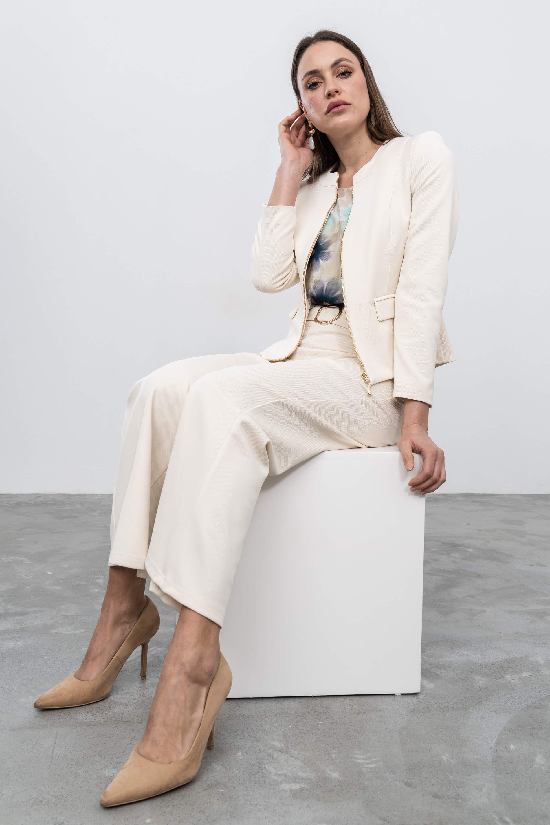 CHAQUETA CREMALLERA TAPETAS CRUDO