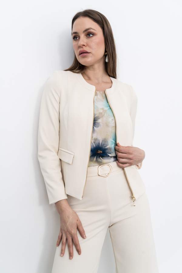 CHAQUETA CREMALLERA TAPETAS CRUDO