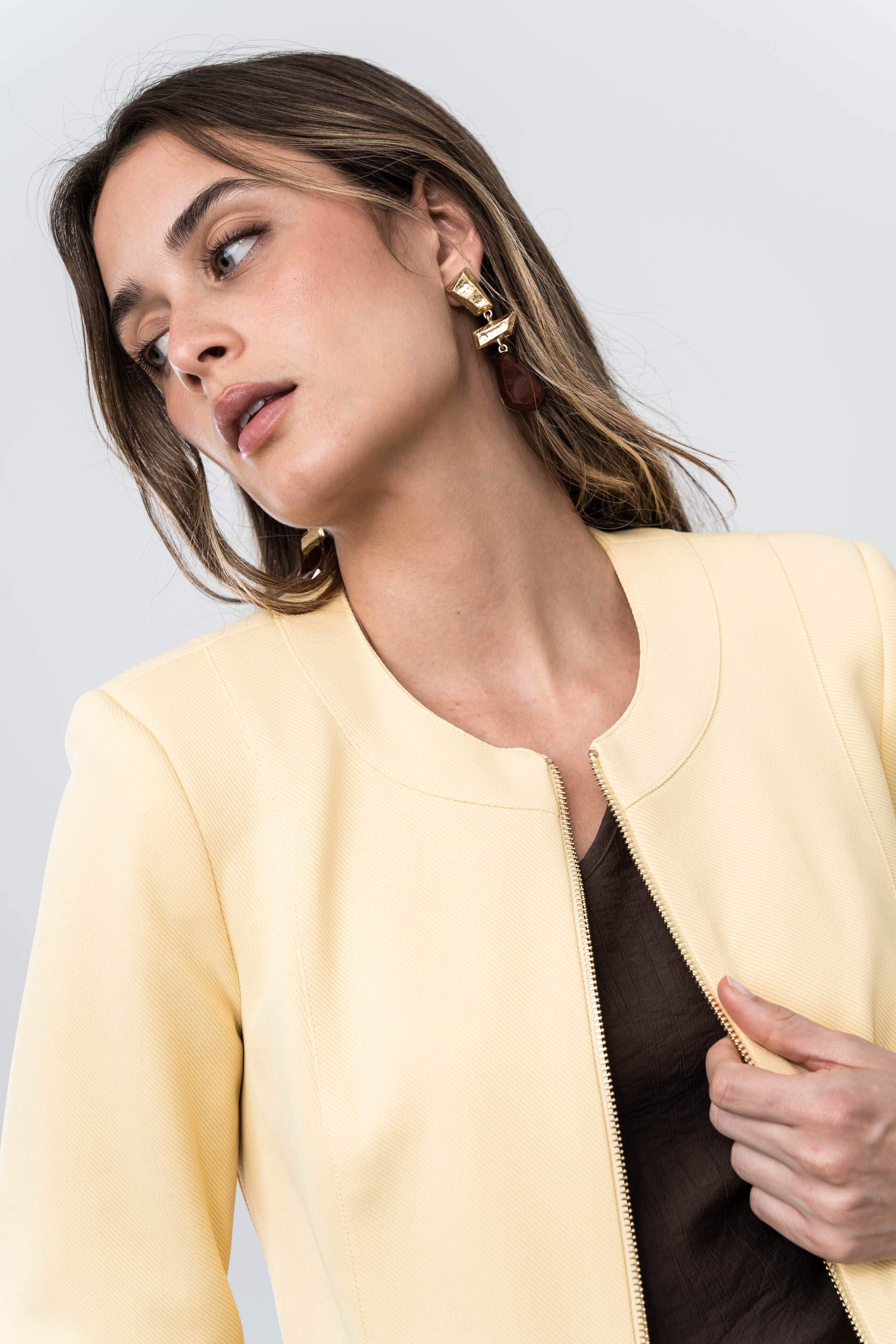 CHAQUETA CREMALLERA TAPETAS VAINILLA