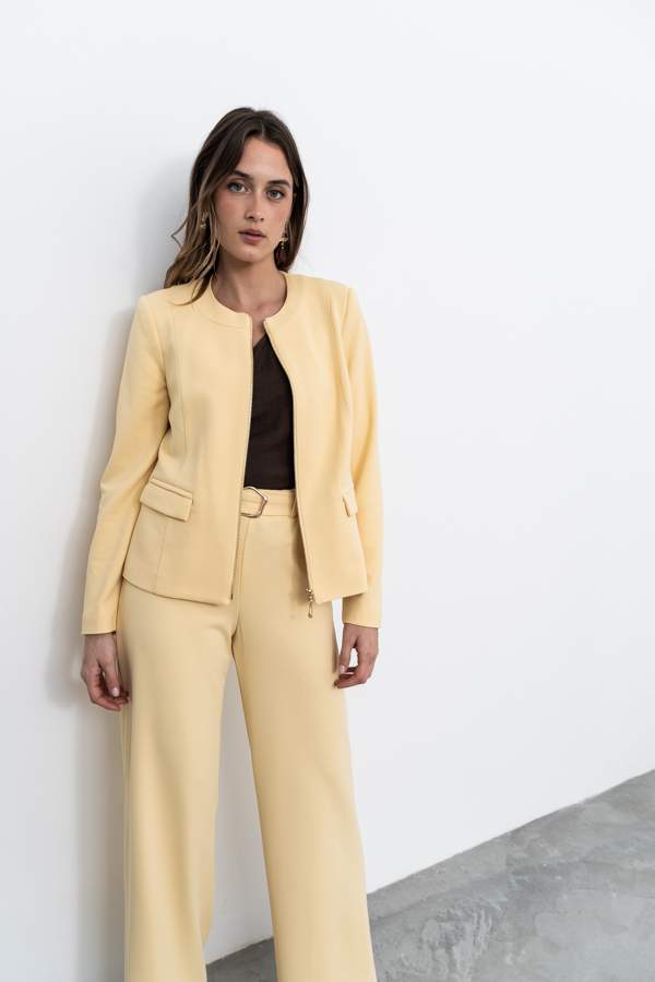 CHAQUETA CREMALLERA TAPETAS VAINILLA