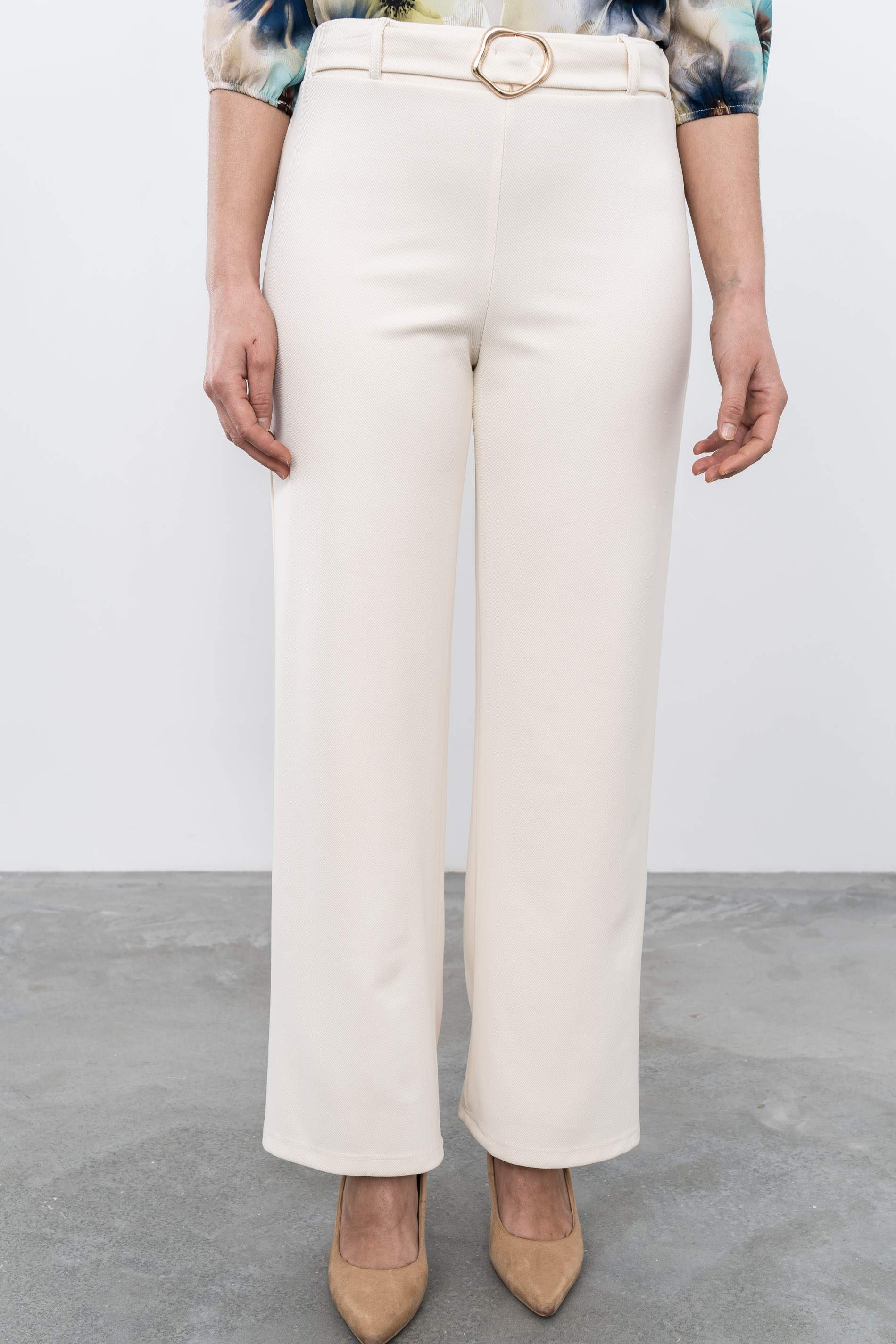 PANTALÓN ANCHO VESTIR HEBILLA CRUDO