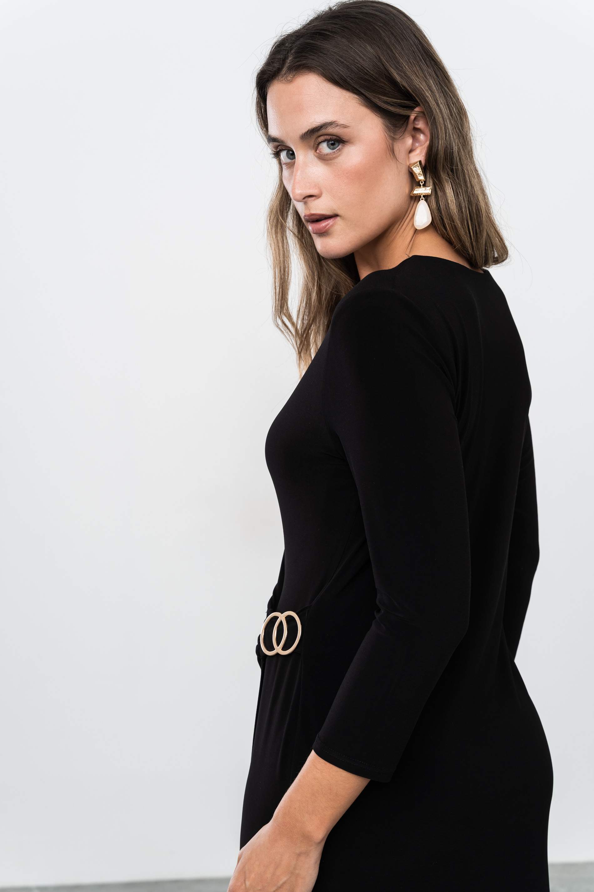 VESTIDO RECOGIDO HEBILLA NEGRO