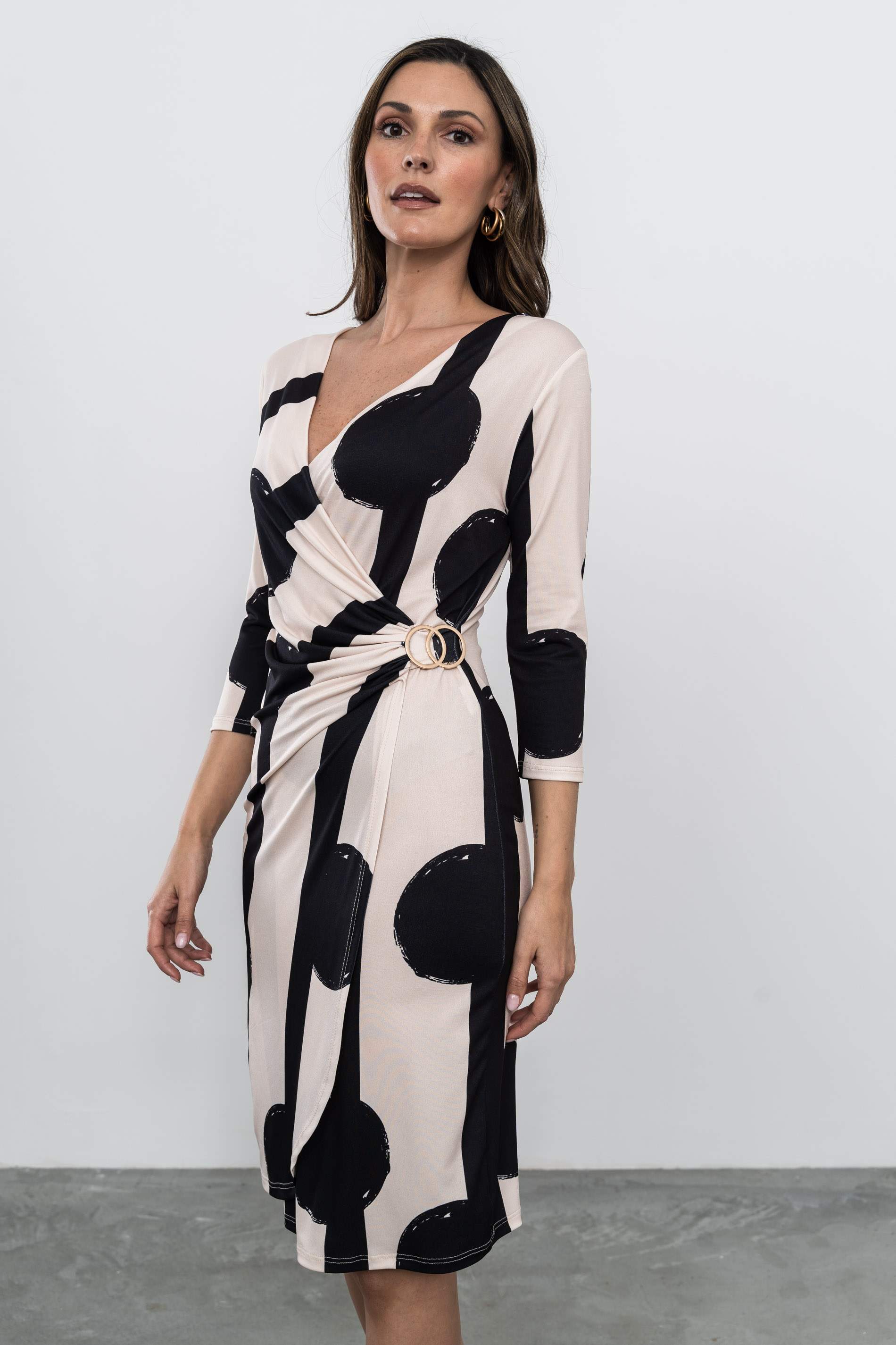 VESTIDO RECOGIDO HEBILLA BICOLOR