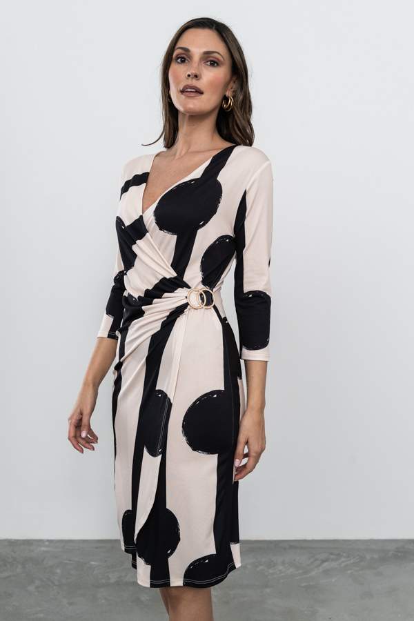 VESTIDO RECOGIDO HEBILLA BICOLOR