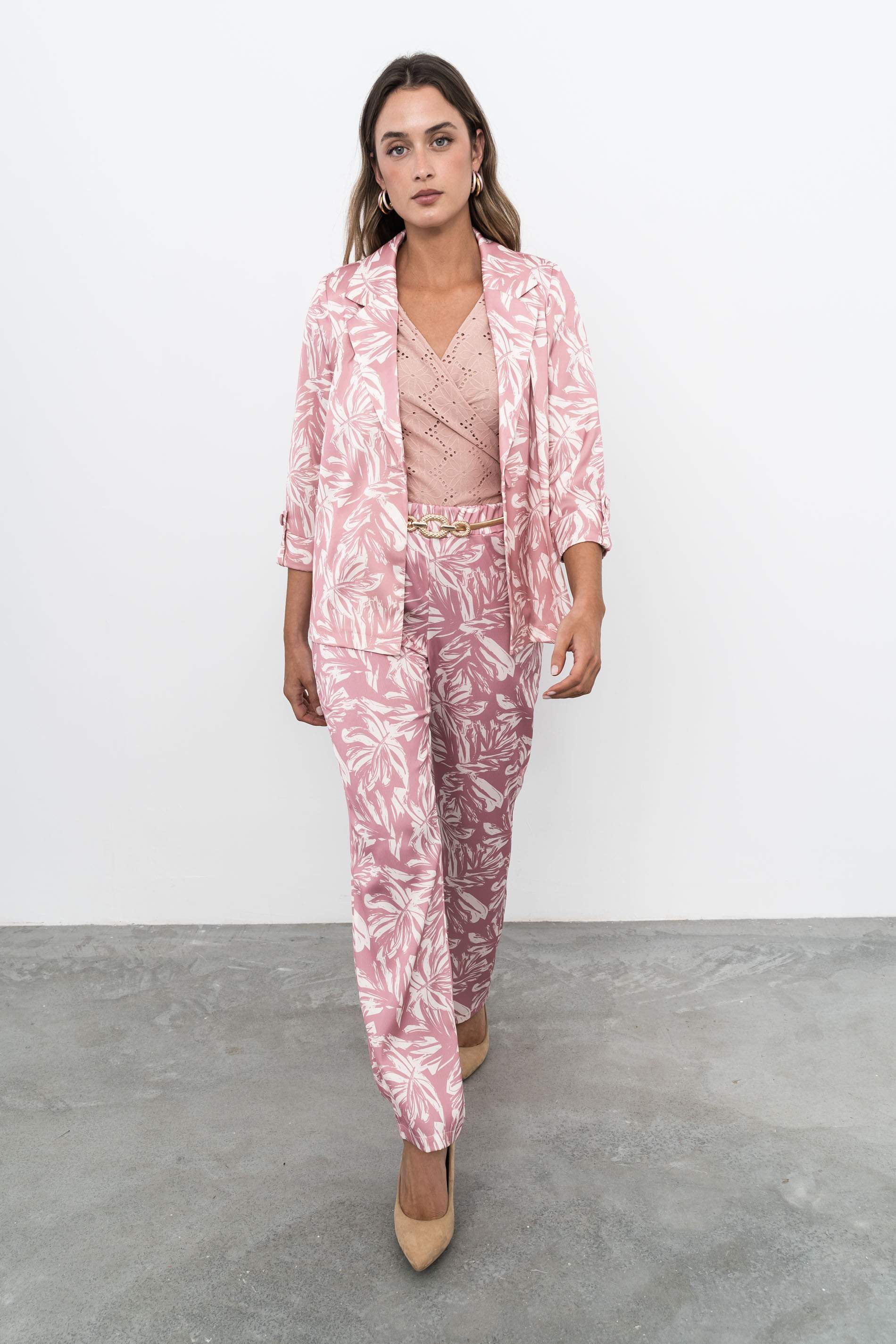 CHAQUETA ESTAMPADA FLORAL BICOLOR