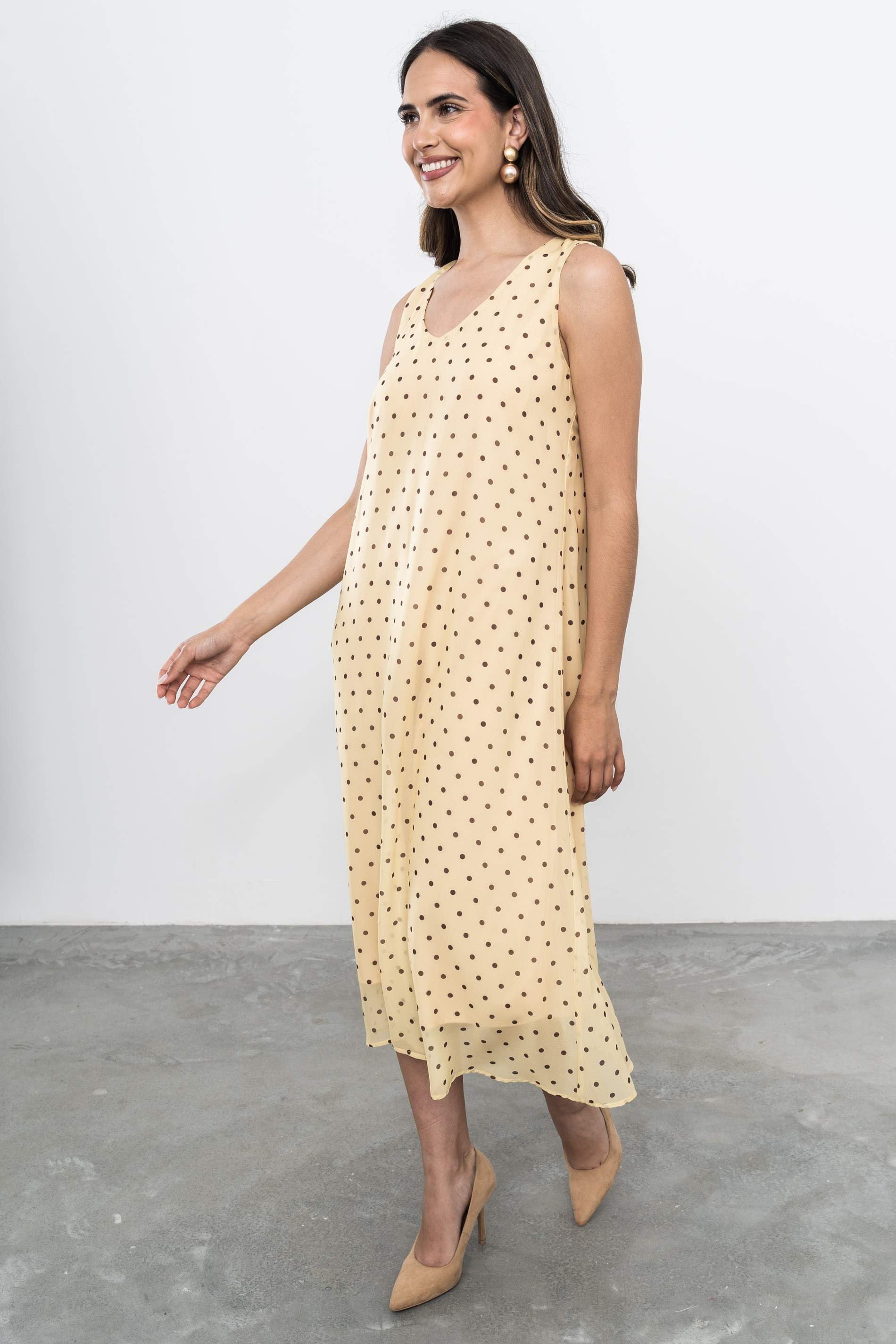 VESTIDO GASA TOPOS 
