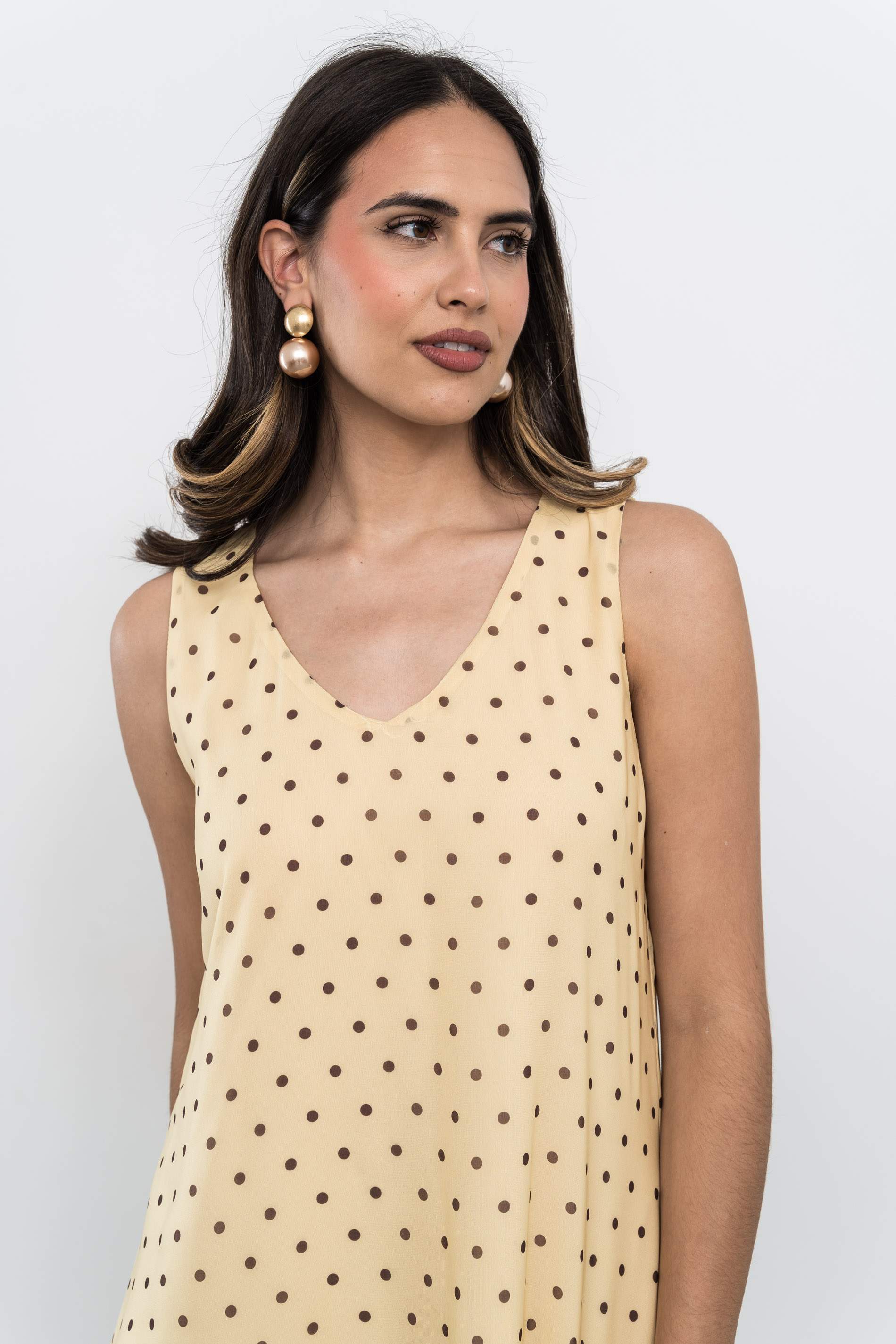 VESTIDO GASA TOPOS 