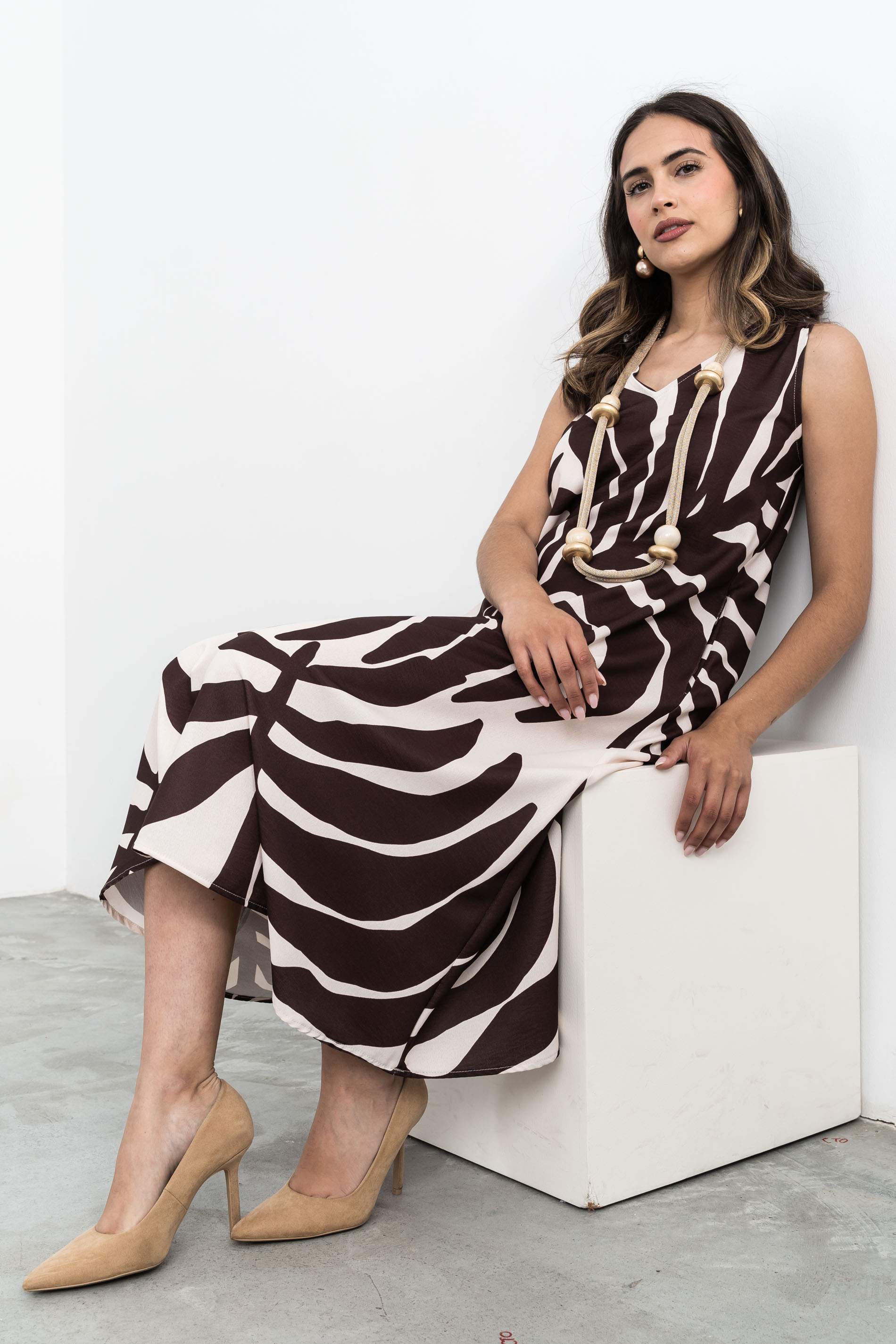 VESTIDO HOJA GRANDE BICOLOR