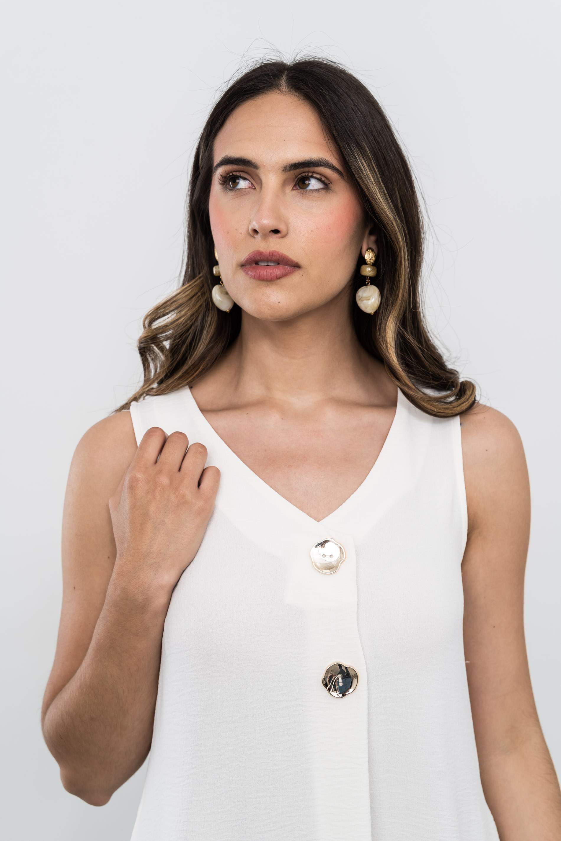 VESTIDO TABLA BOTONES MARFIL