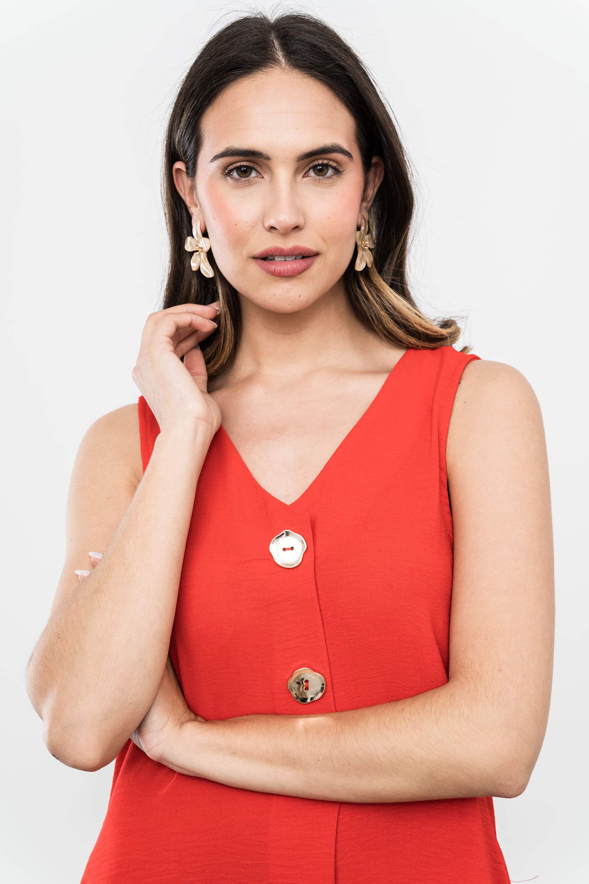 VESTIDO TABLA BOTONES ROJO
