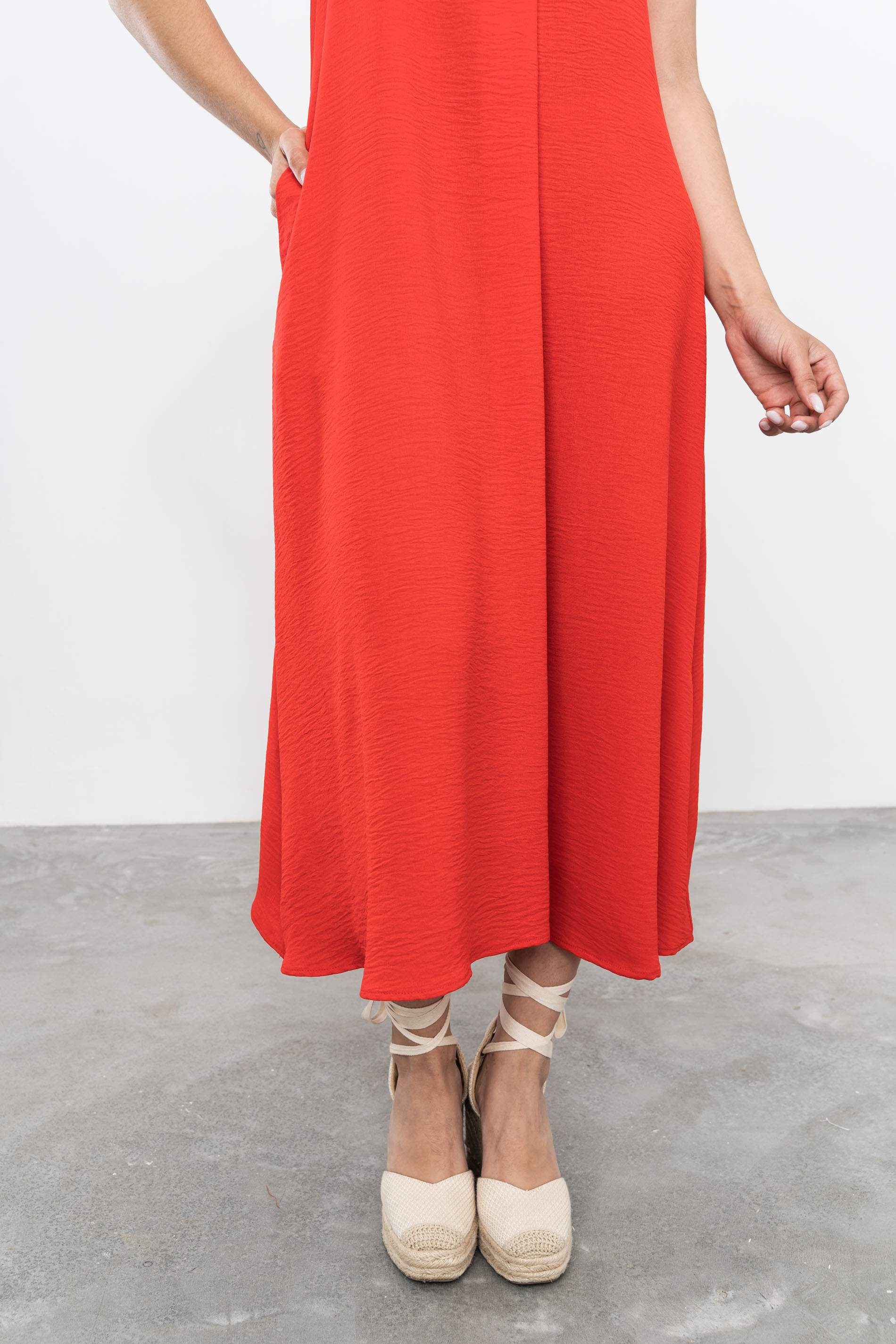 VESTIDO TABLA BOTONES ROJO