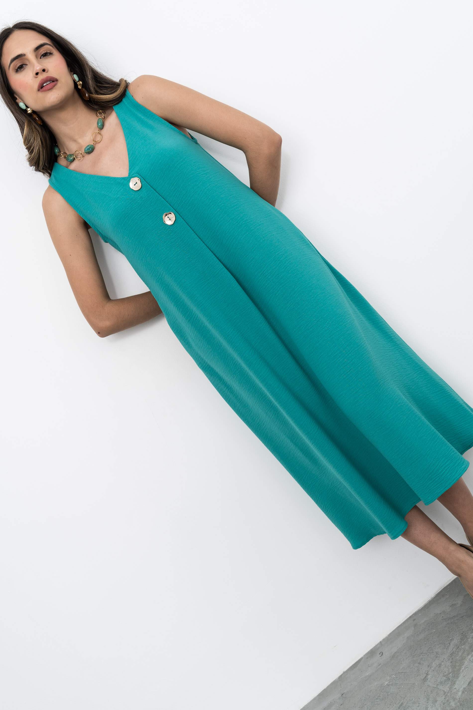 VESTIDO TABLA BOTONES ESMERALDA