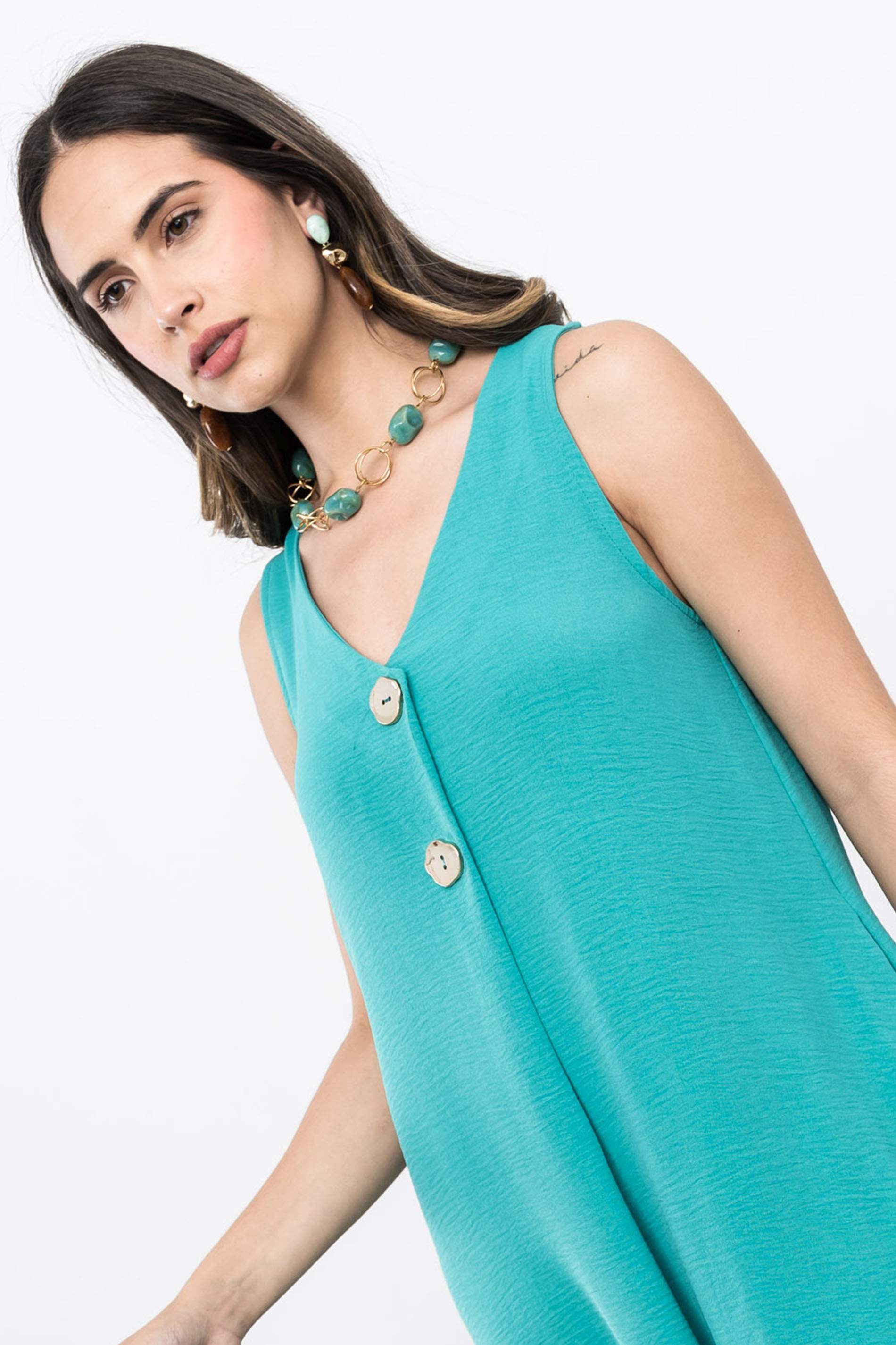 VESTIDO TABLA BOTONES ESMERALDA