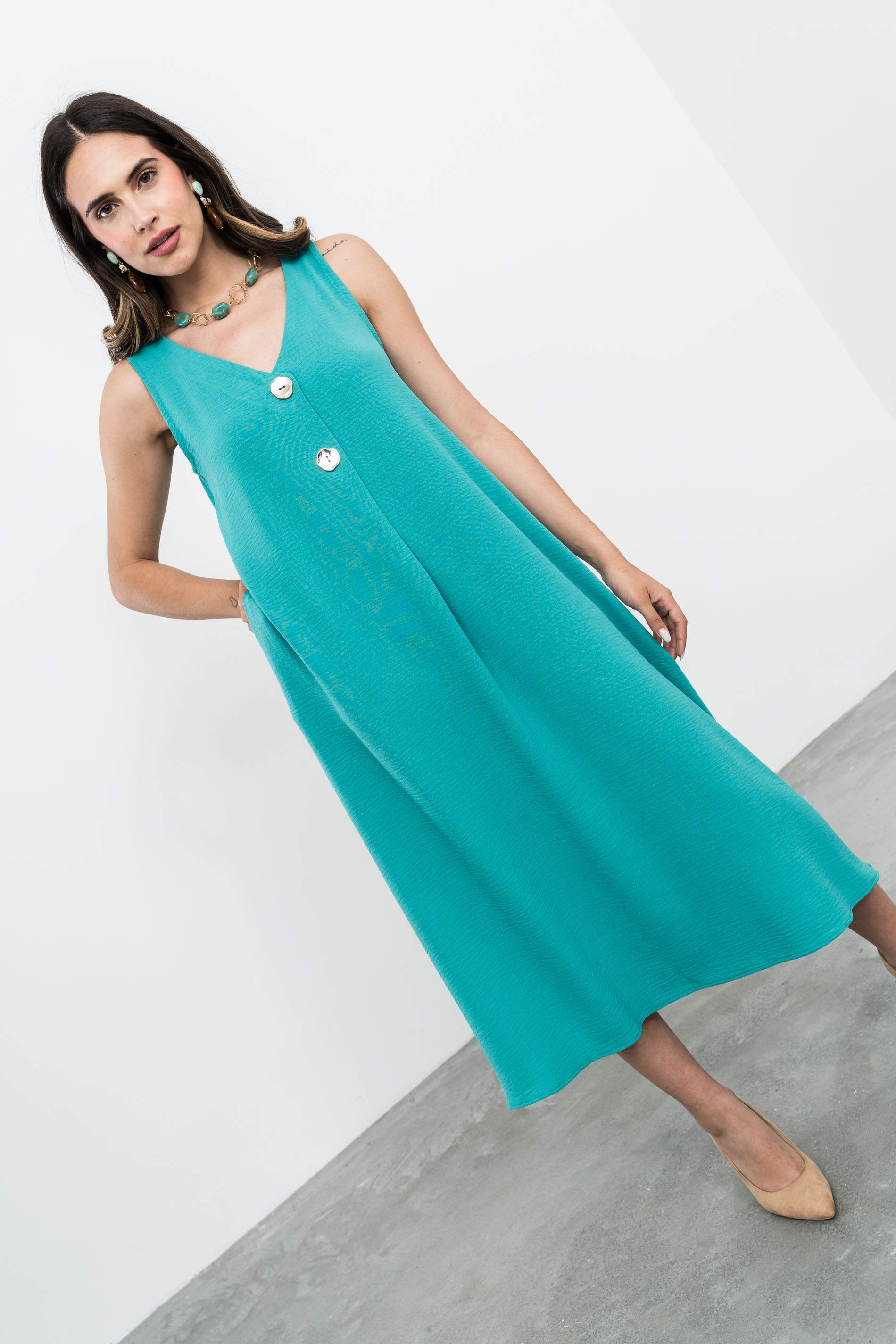 VESTIDO TABLA BOTONES ESMERALDA