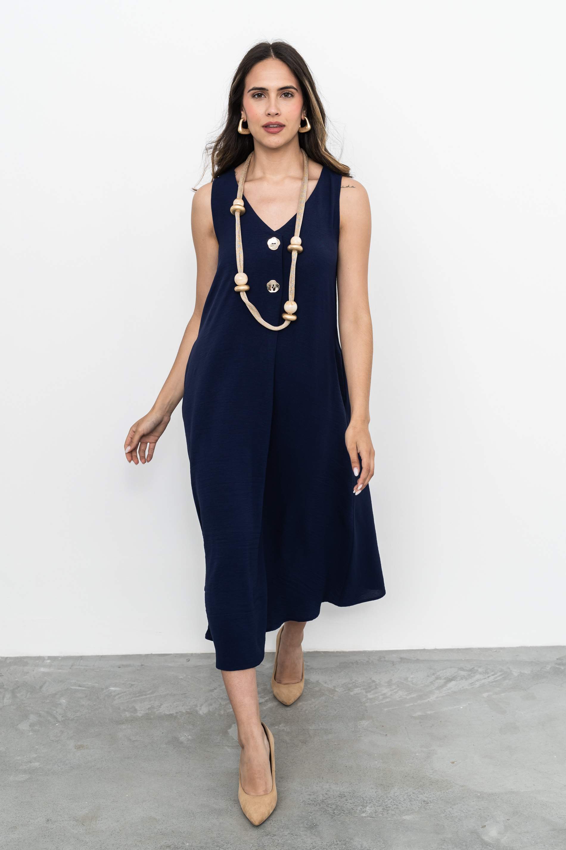 VESTIDO TABLA BOTONES MARINO