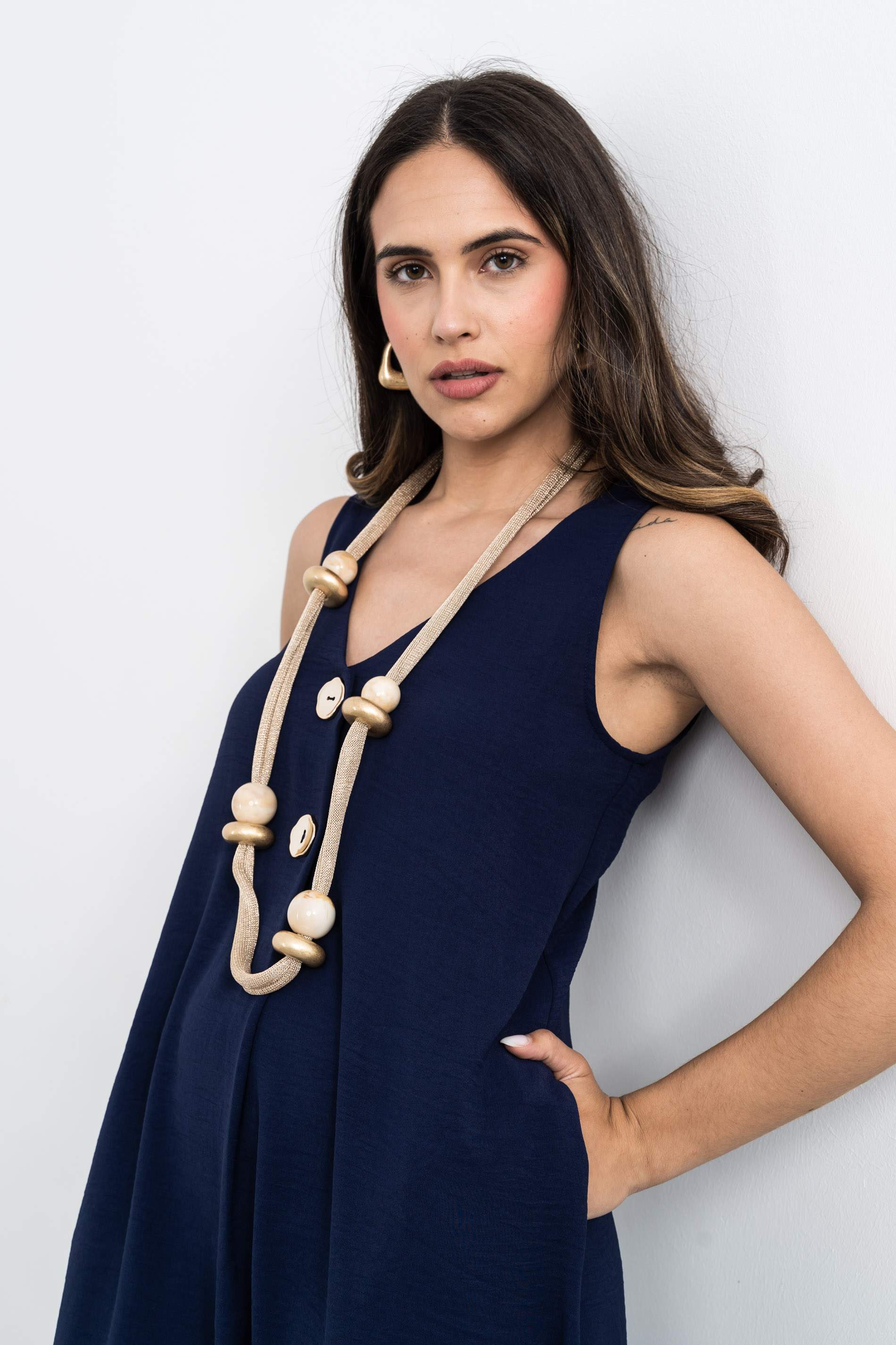 VESTIDO TABLA BOTONES MARINO