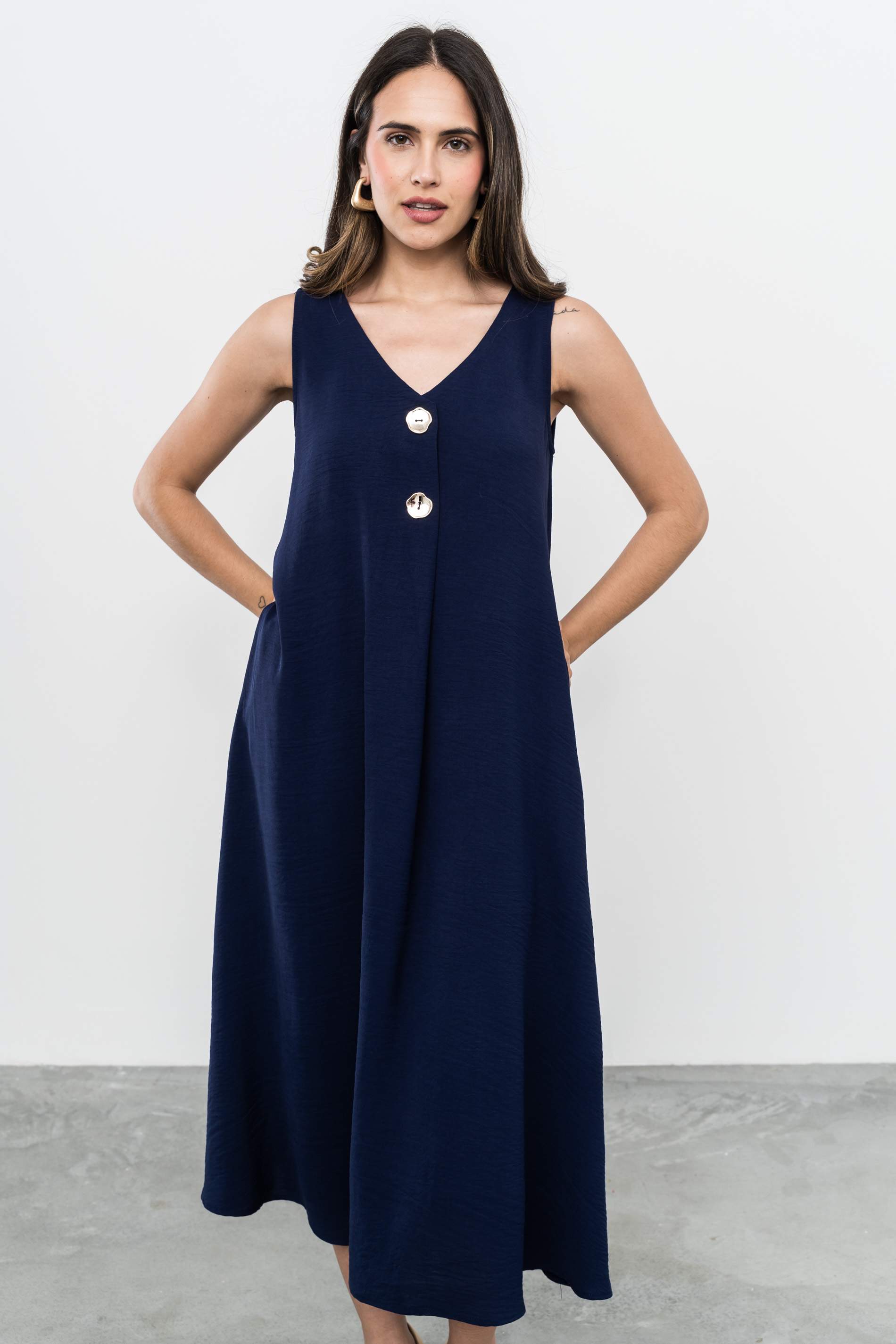 VESTIDO TABLA BOTONES MARINO