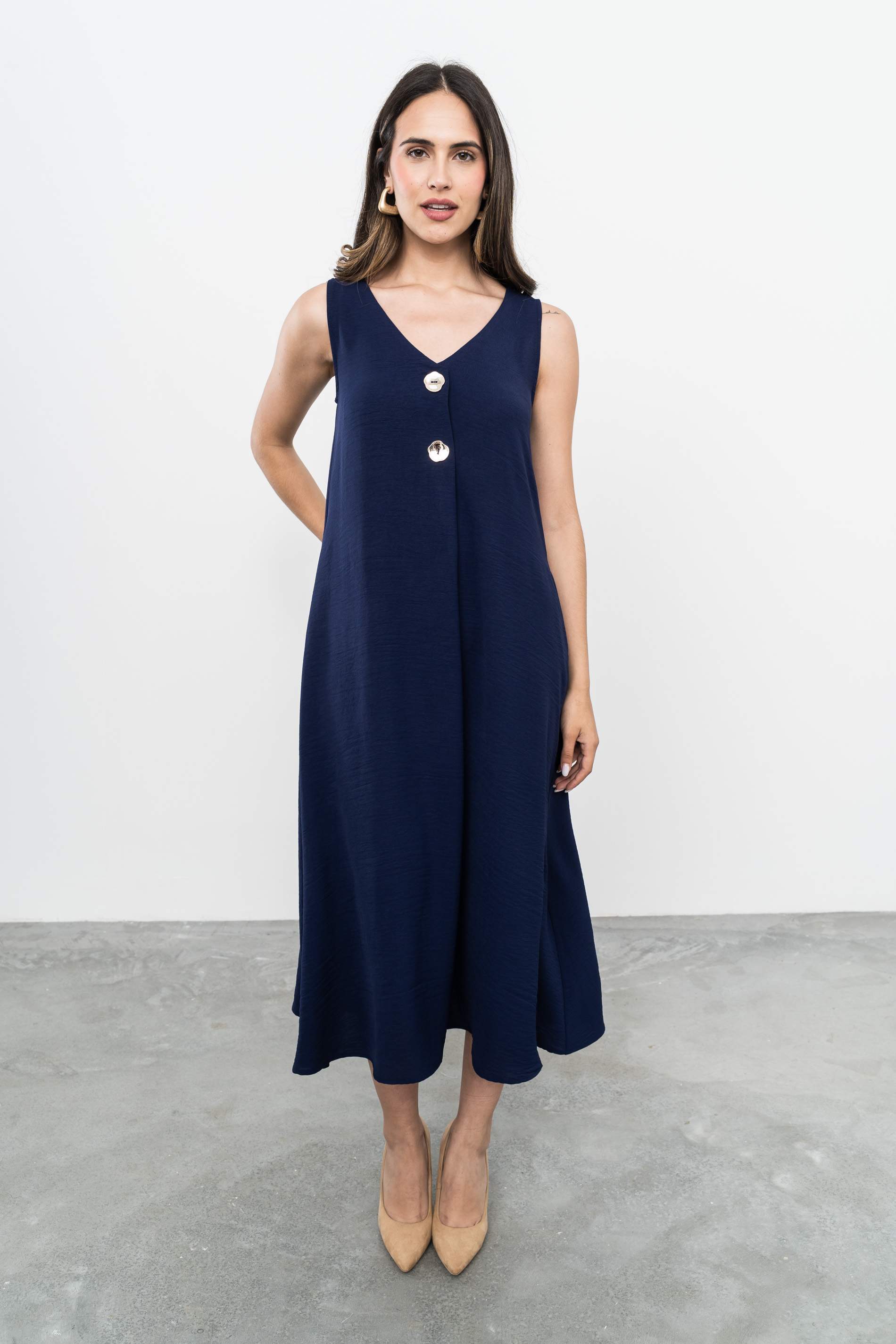 VESTIDO TABLA BOTONES MARINO