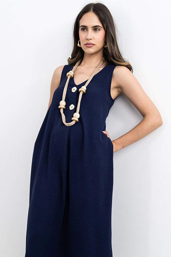 VESTIDO TABLA BOTONES MARINO