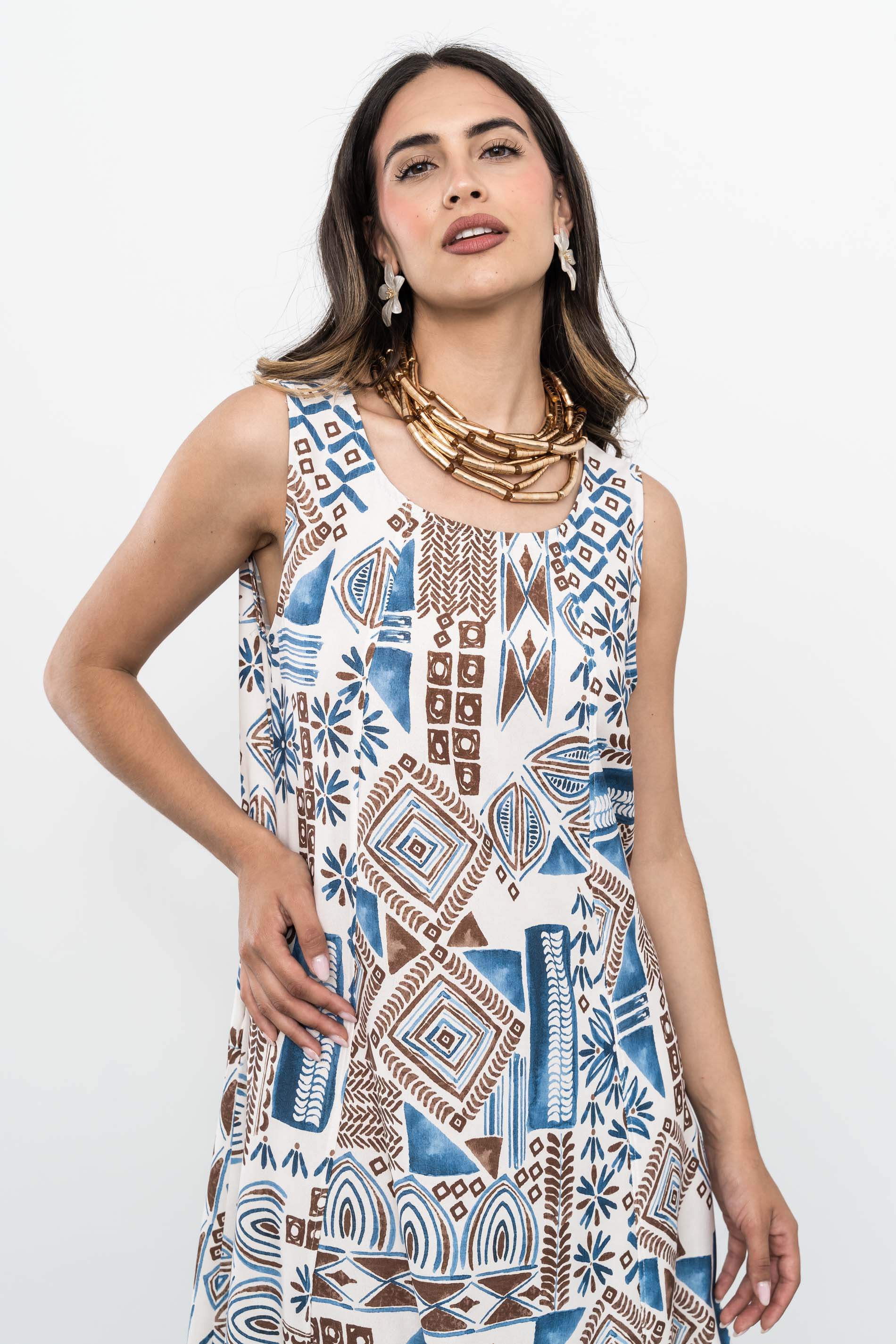 VESTIDO LARGO CORTES AZTECA