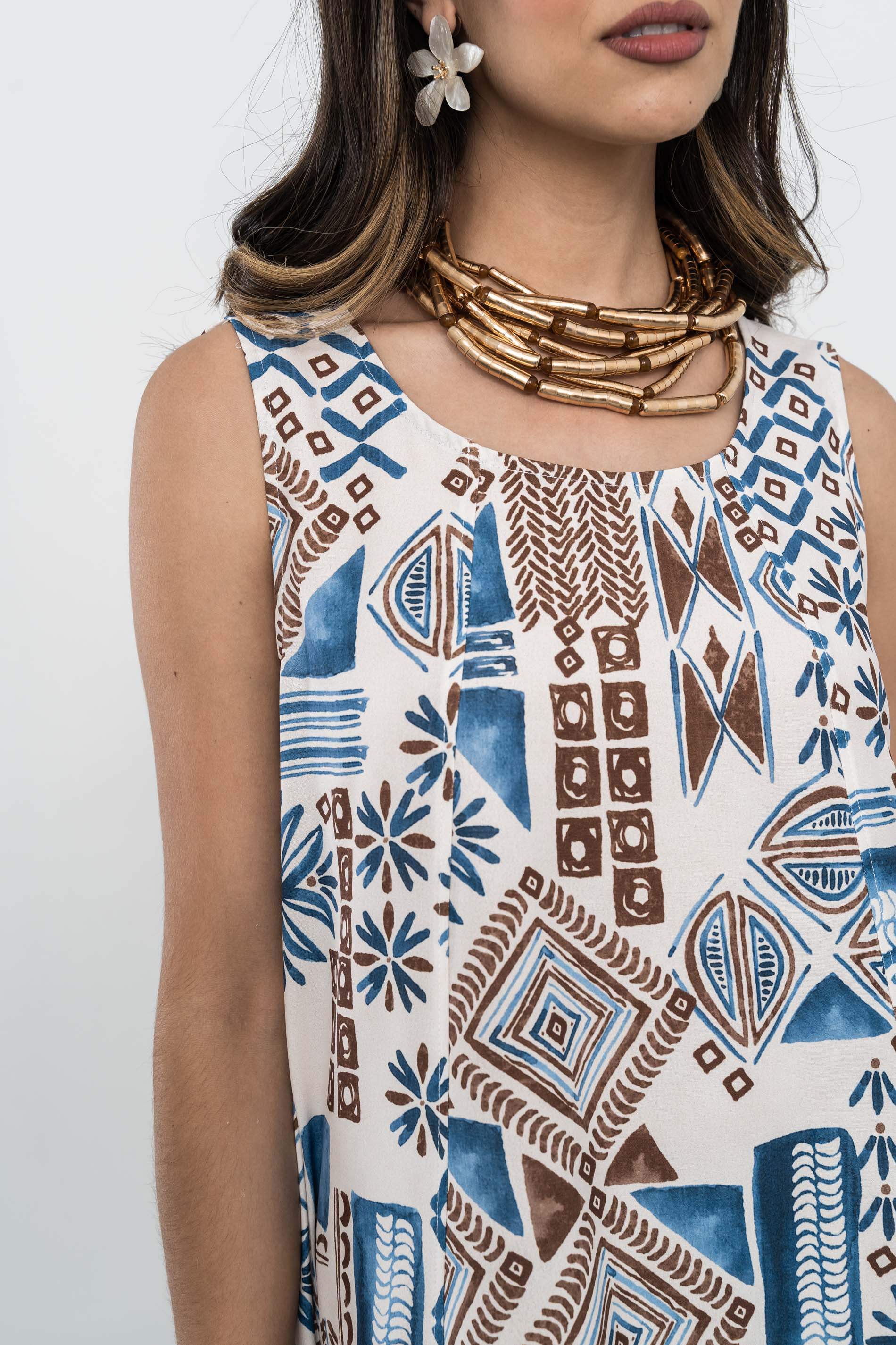 VESTIDO LARGO CORTES AZTECA