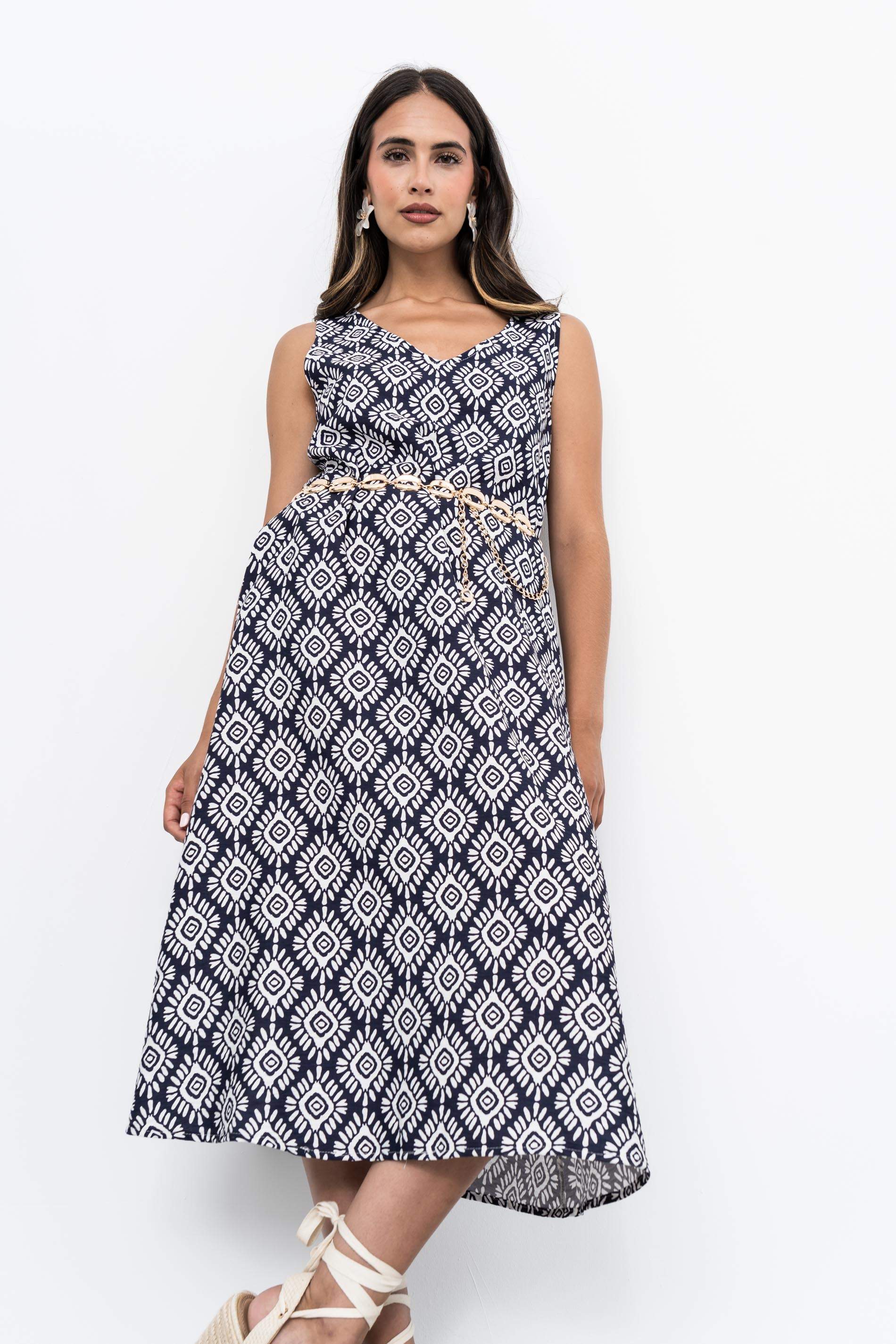VESTIDO MIDI ESTAMPADO AZTECA