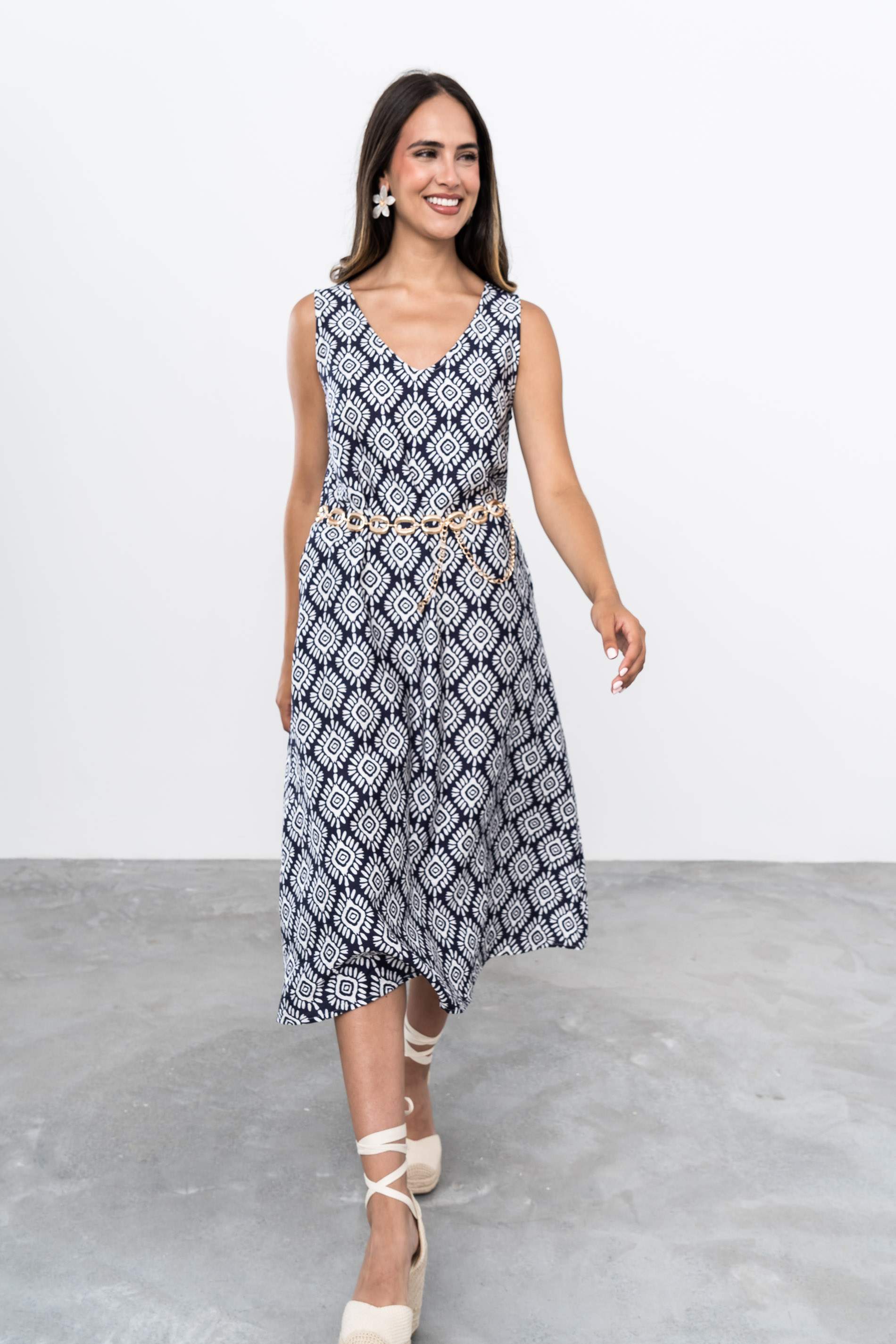 VESTIDO MIDI ESTAMPADO AZTECA
