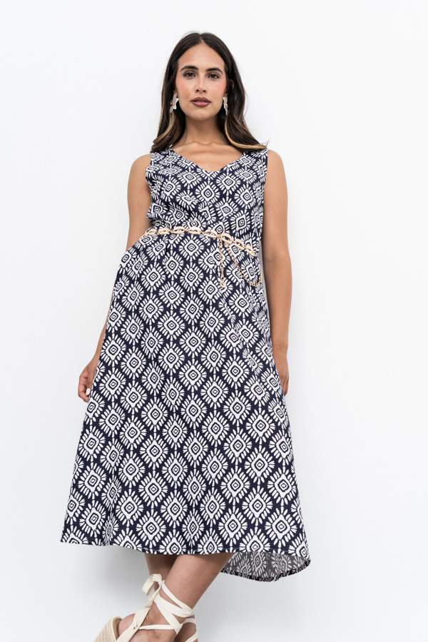 VESTIDO MIDI ESTAMPADO AZTECA